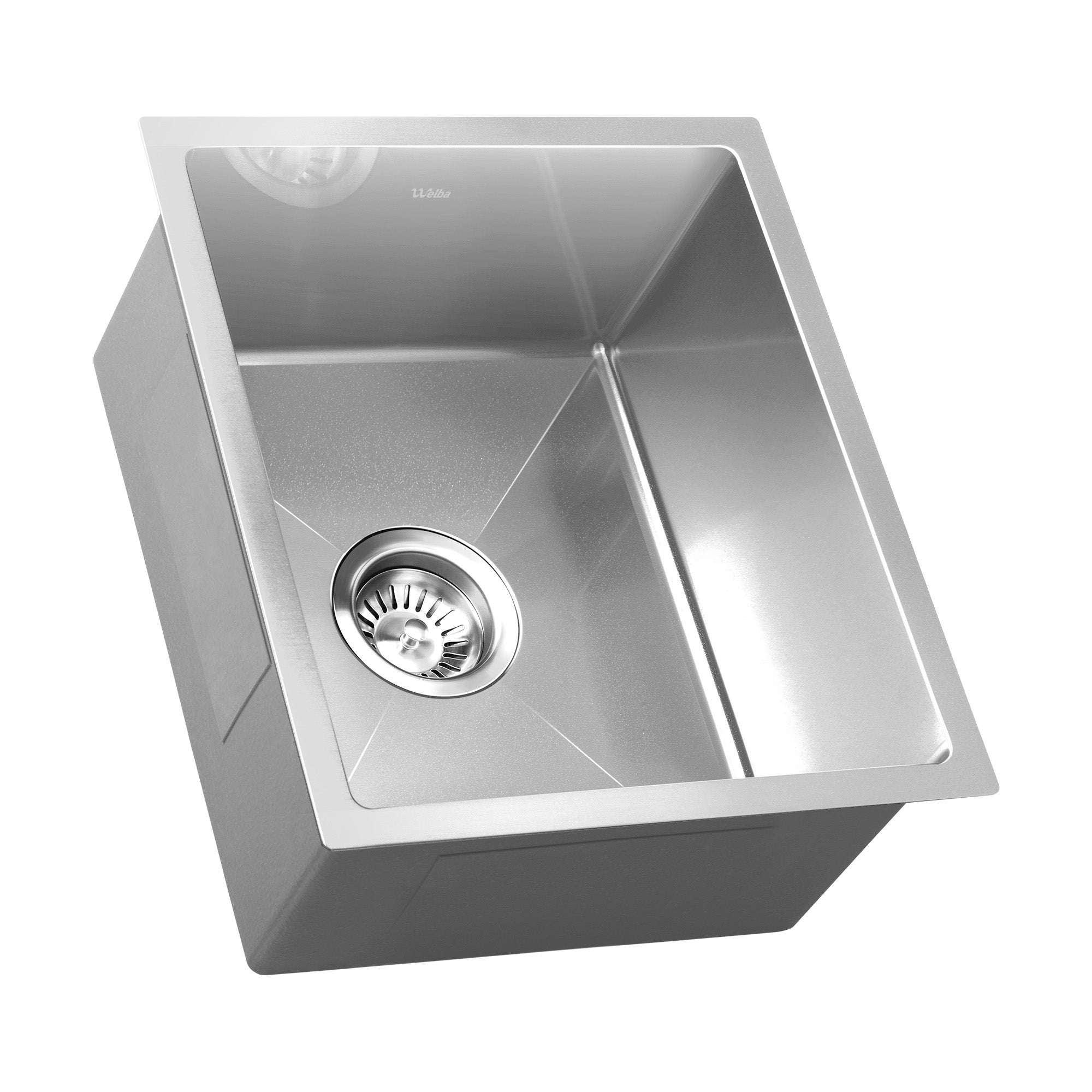 Welba Kitchen Sink 38X44CM Stainless Steel Single Bowl Basin With Waste Silver - Sunyee
