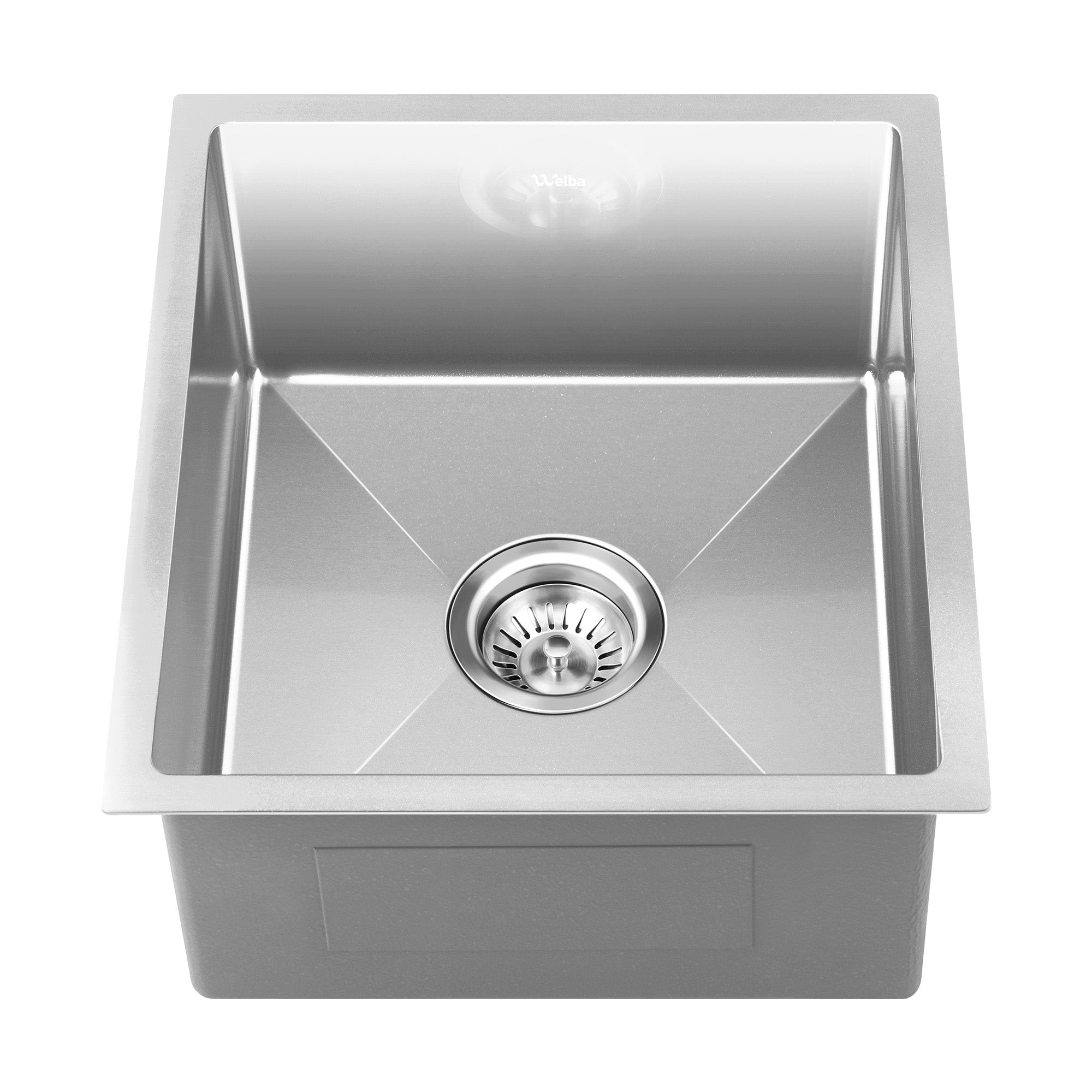 Welba Kitchen Sink 38X44CM Stainless Steel Single Bowl Basin With Waste Silver - Sunyee