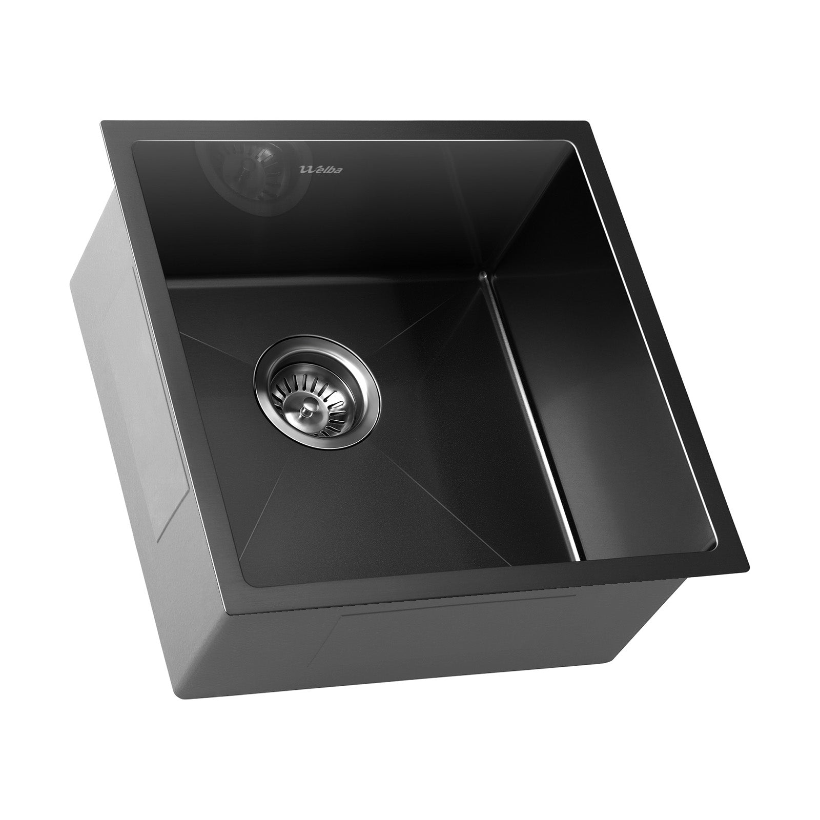 Welba Kitchen Sink 44X44CM Stainless Steel Single Bowl Basin With Waste Black - Sunyee