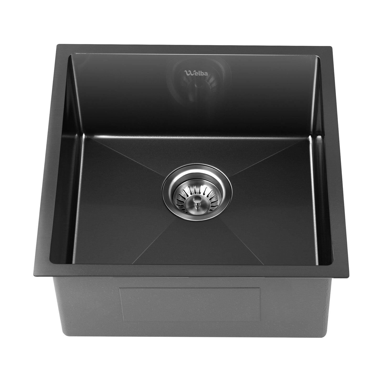 Welba Kitchen Sink 44X44CM Stainless Steel Single Bowl Basin With Waste Black - Sunyee