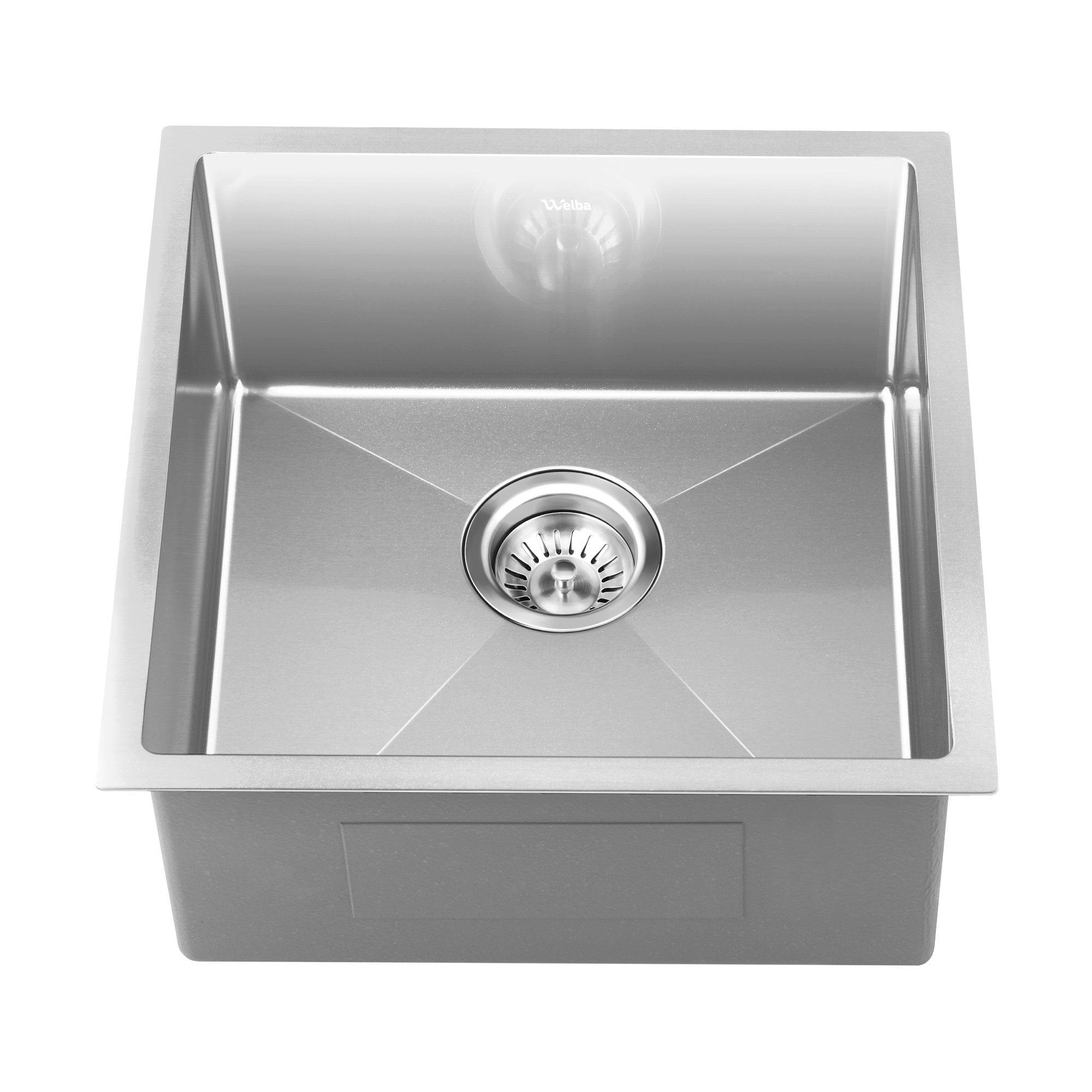 Welba Kitchen Sink 44X44CM Stainless Steel Single Bowl Basin With Waste Silver - Sunyee