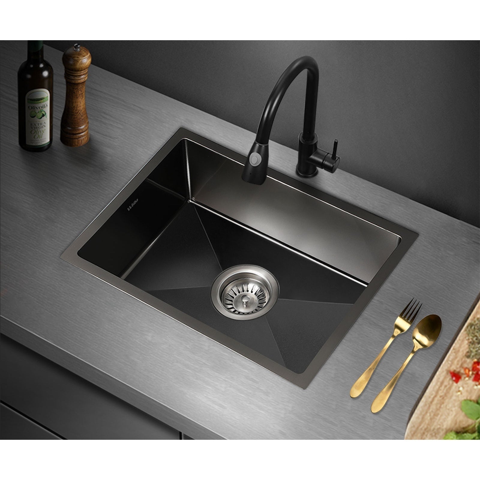 Welba Kitchen Sink Stainless Steel Basin Single Under/Top/Flush Mount 45X30CM - Sunyee