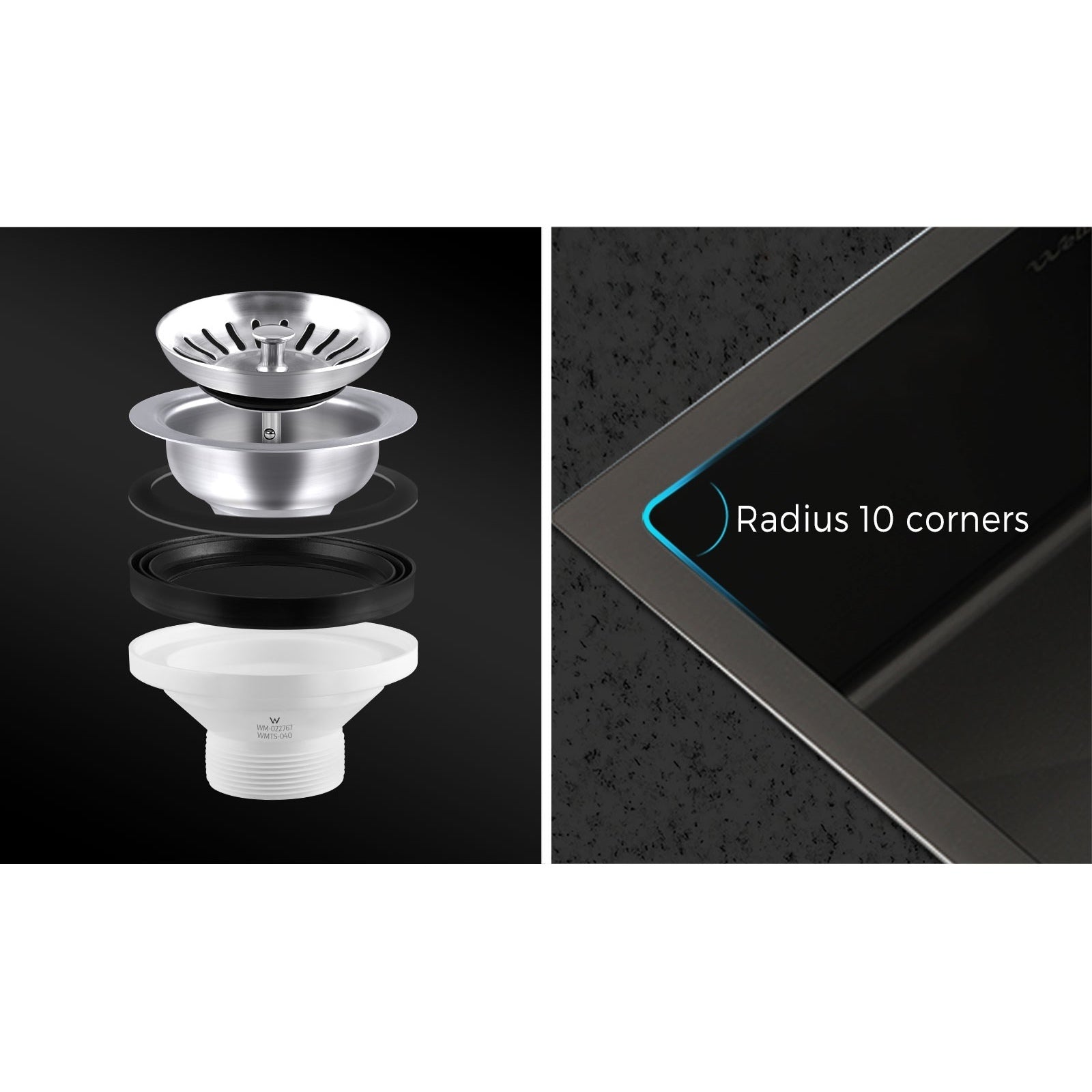 Welba Kitchen Sink Stainless Steel Basin Single Under/Top/Flush Mount 45X30CM - Sunyee