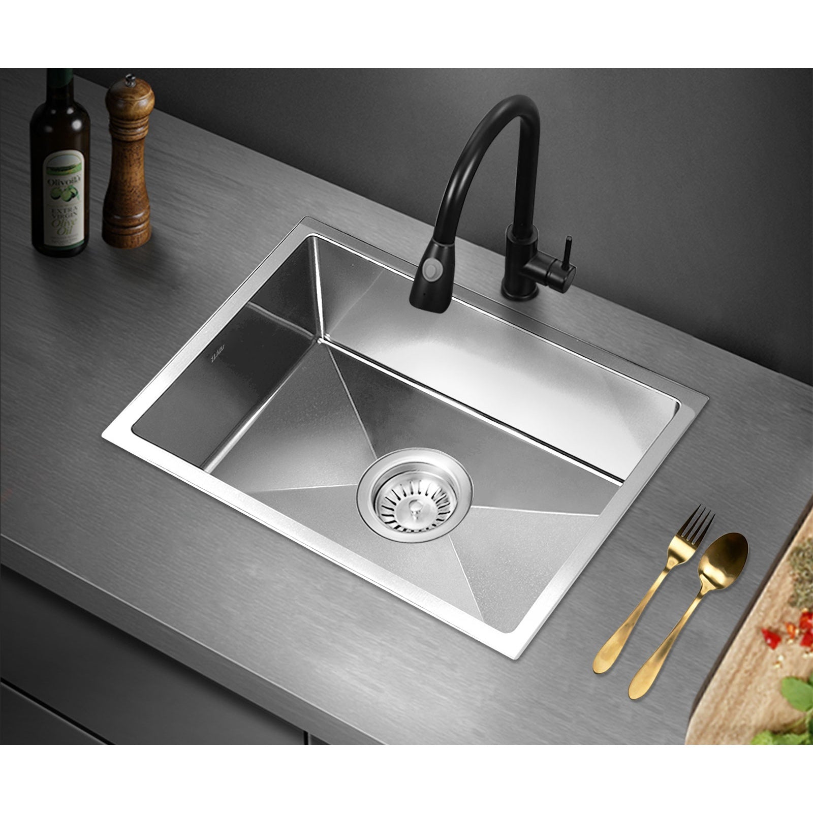 Welba Kitchen Sink 45X30CM Stainless Steel Single Bowl Basin With Waste Silver - Sunyee