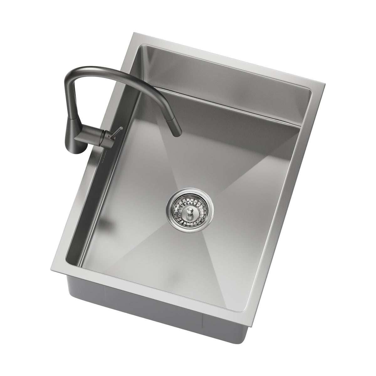 Welba Kitchen Sink 58X44CM With Pull Out Mixer Tap Stainless Steel Single Bowl - Sunyee