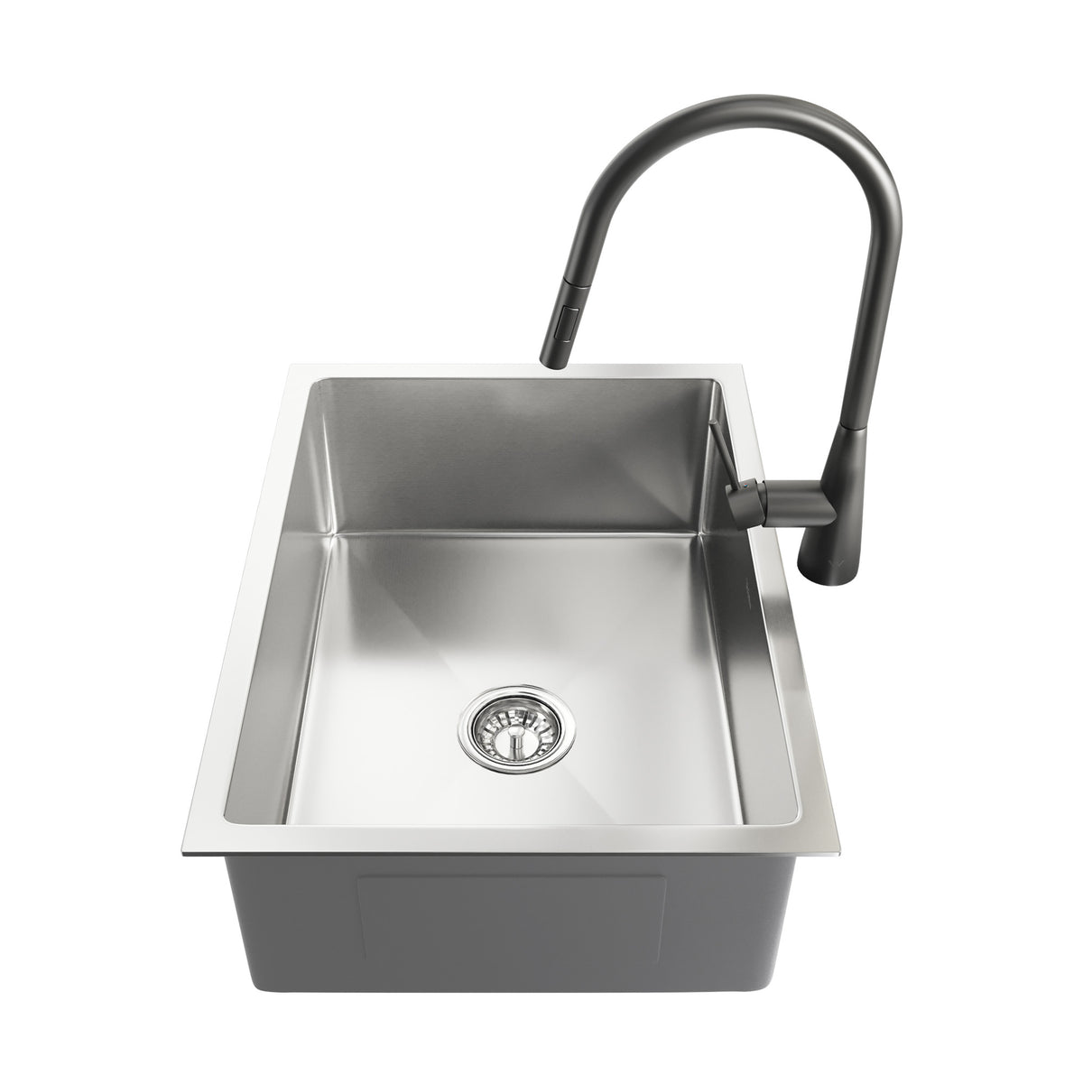 Welba Kitchen Sink 58X44CM With Pull Out Mixer Tap Stainless Steel Single Bowl - Sunyee