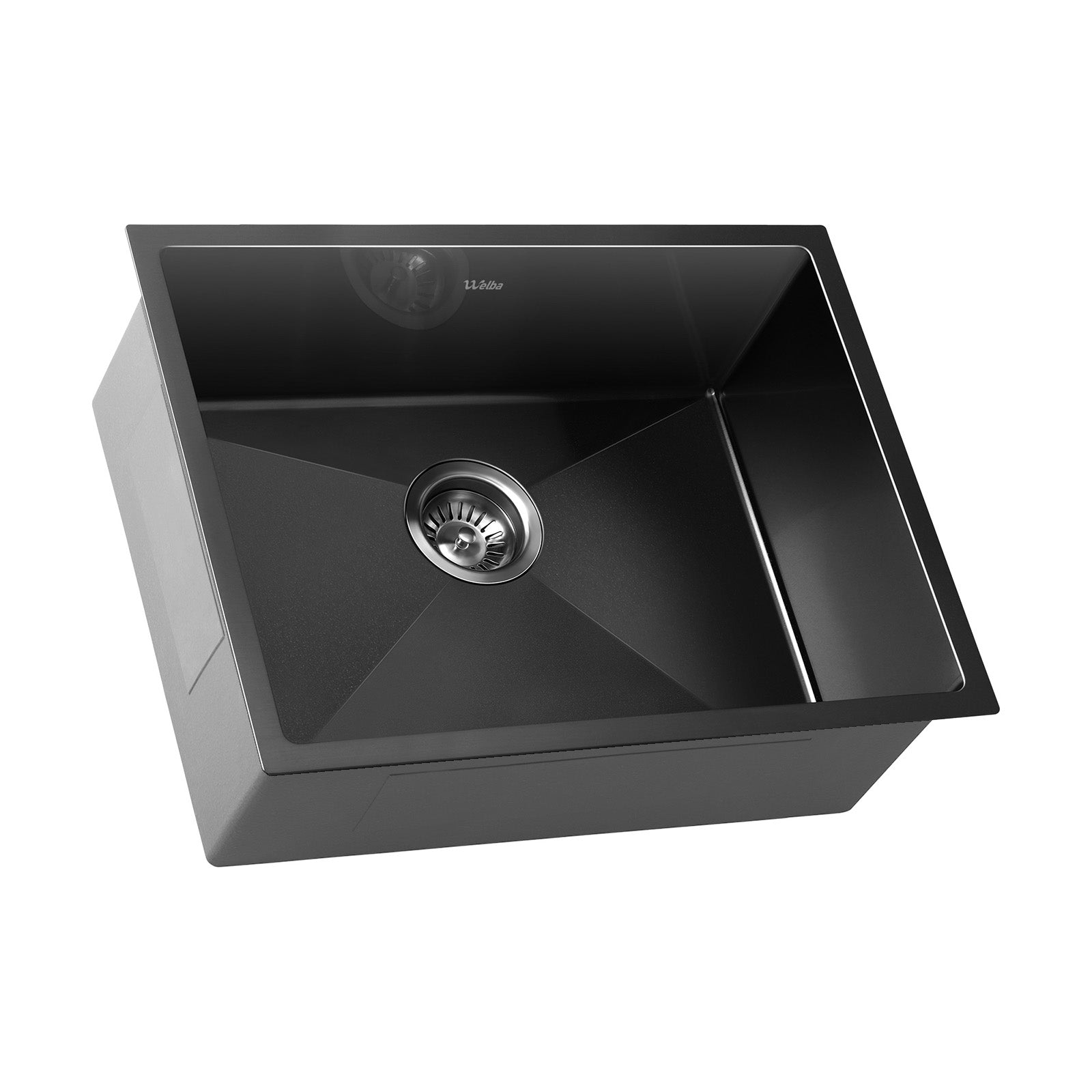 Welba Kitchen Sink 58X44CM Stainless Steel Single Bowl Basin With Waste Black - Sunyee