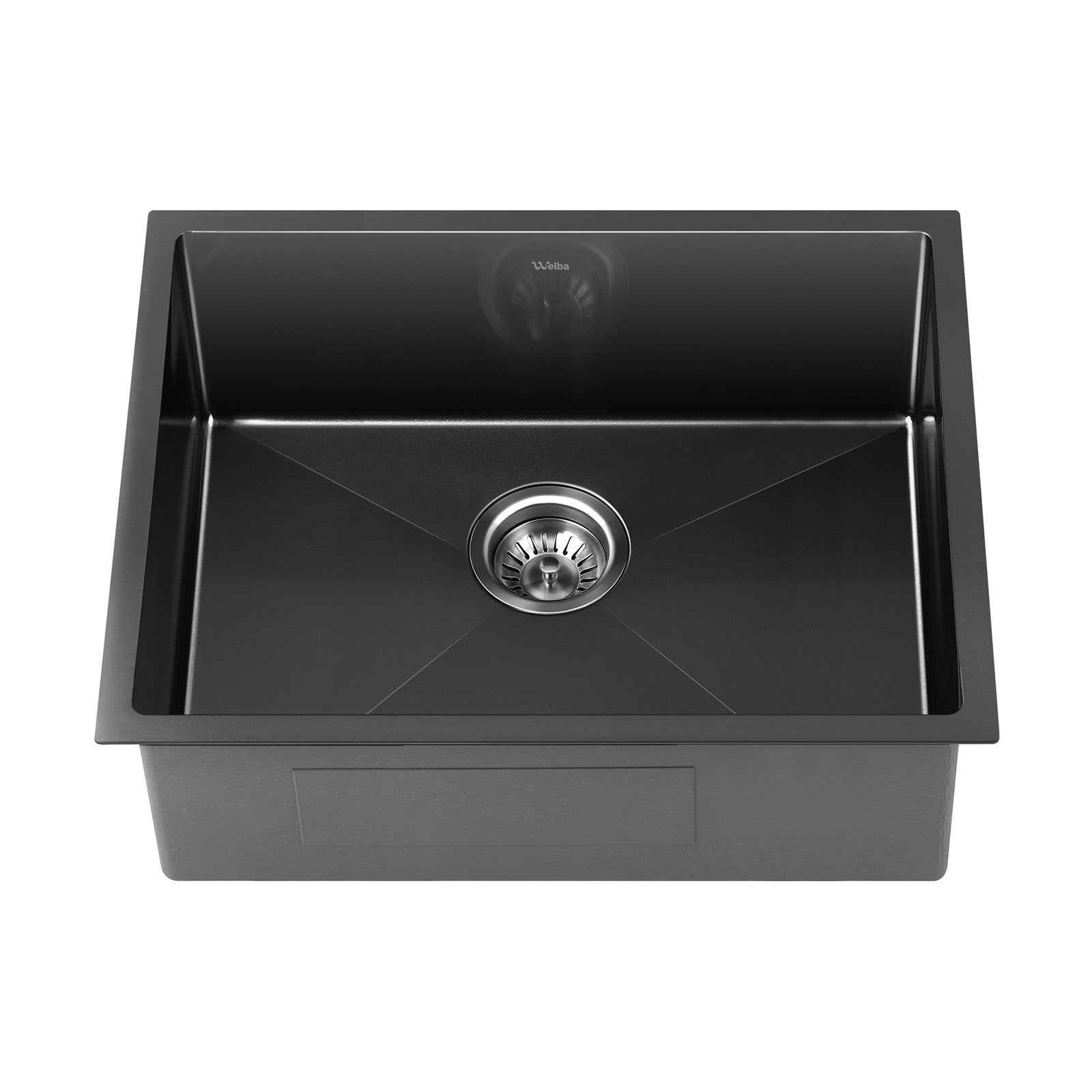 Welba Kitchen Sink 58X44CM Stainless Steel Single Bowl Basin With Waste Black - Sunyee