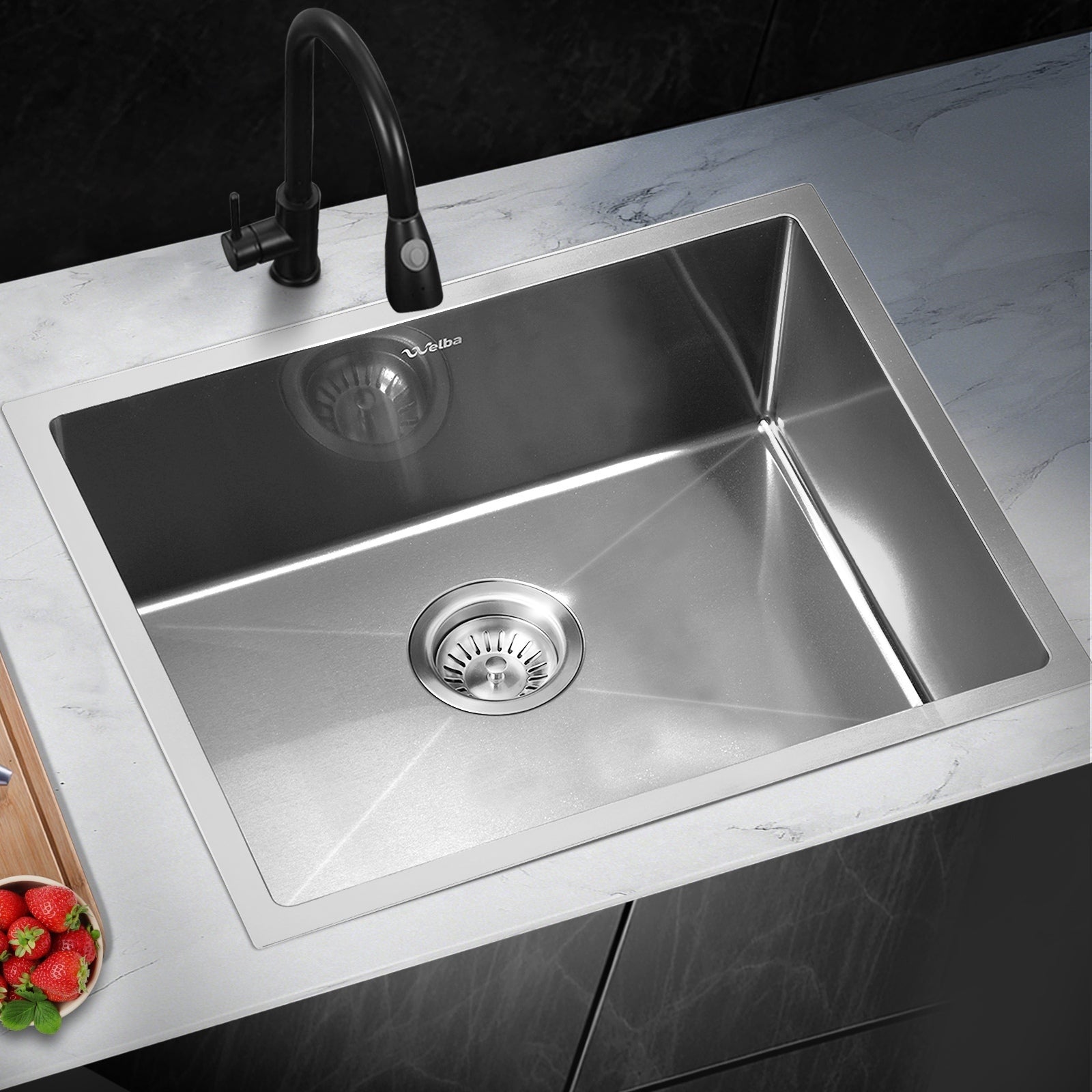 Welba Kitchen Sink Stainless Steel Single Double Bowl Basin With Waste Silver - Sunyee
