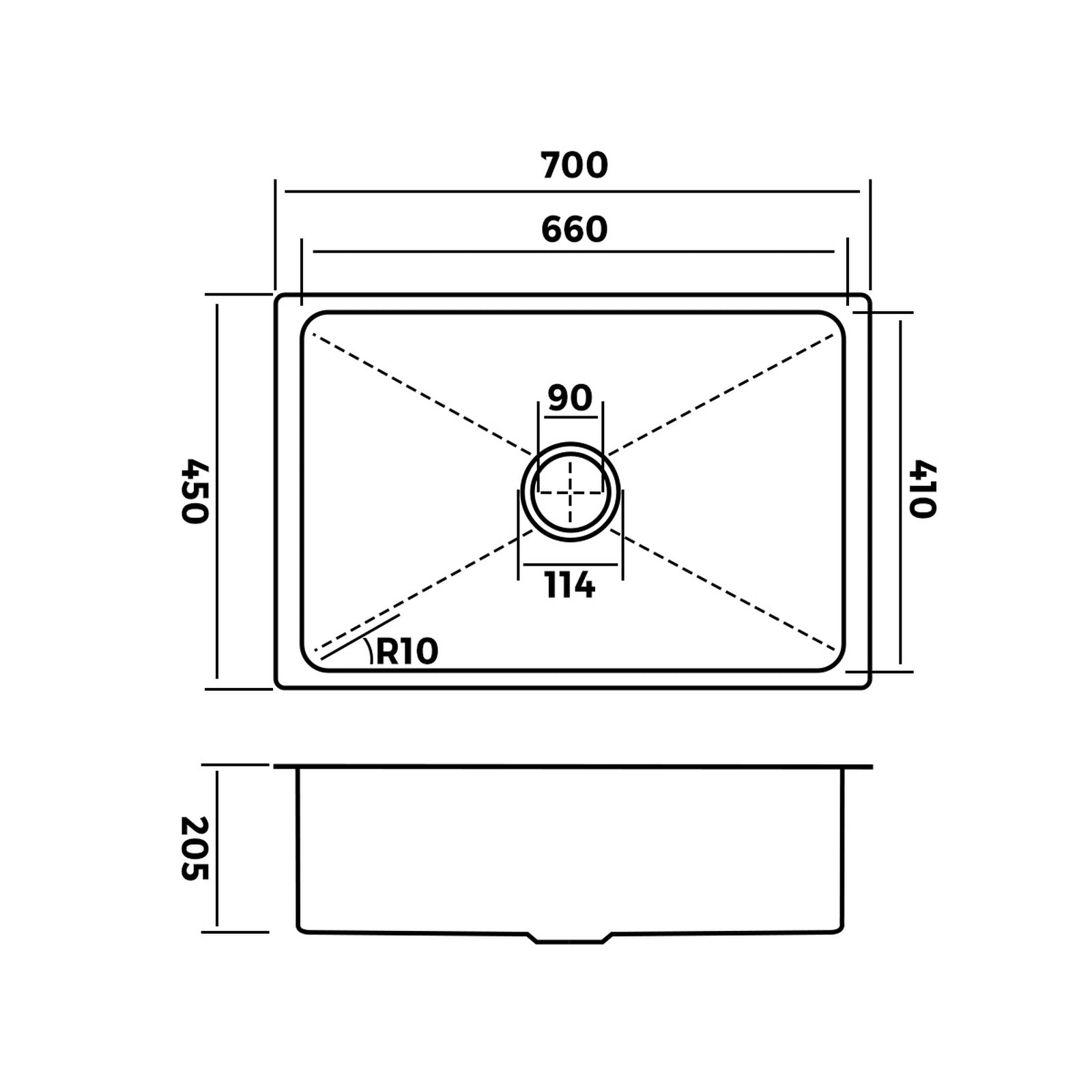 Welba Kitchen Sink 70X45CM With Pull Out Mixer Tap Stainless Steel Single Bowl - Sunyee