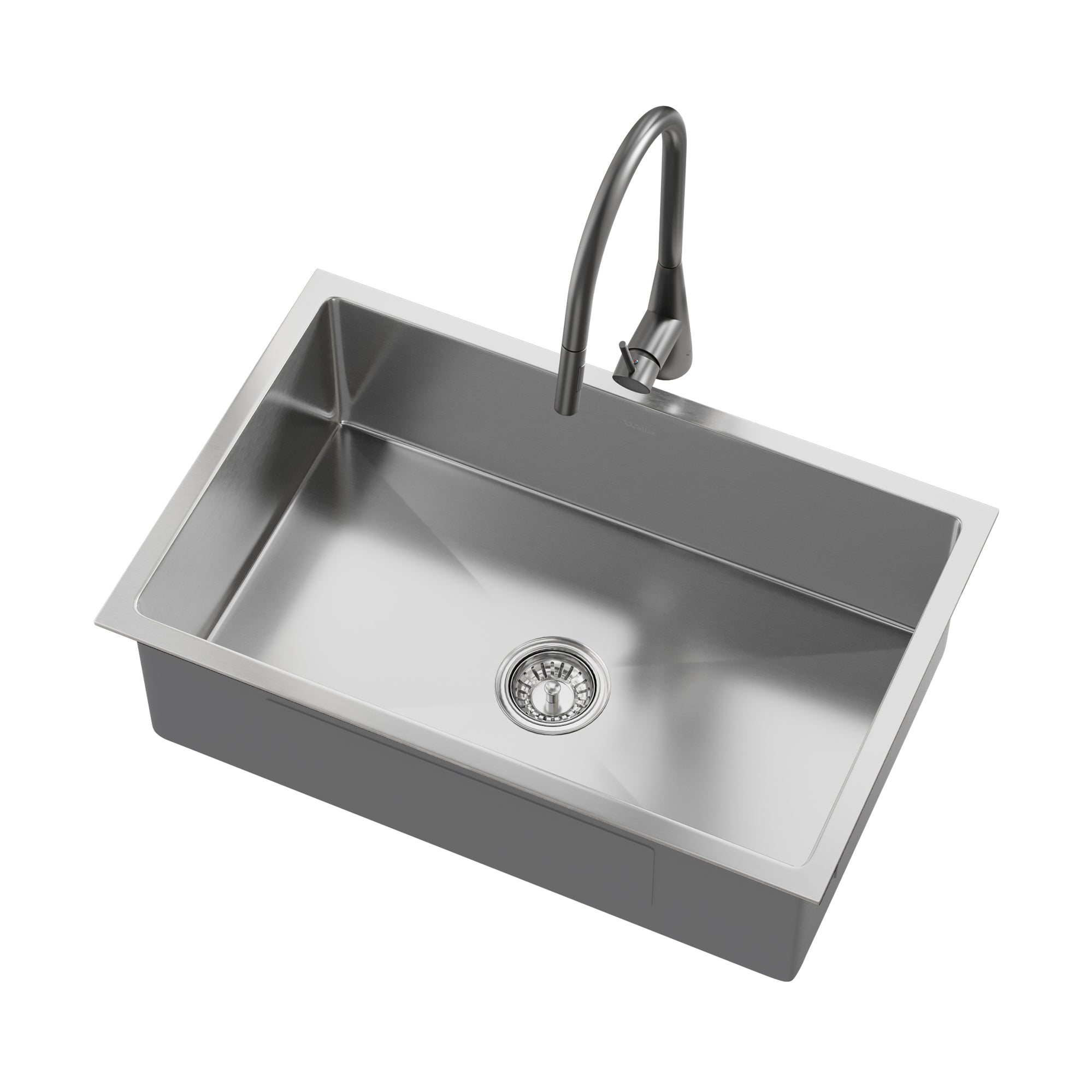 Welba Kitchen Sink 70X45CM With Pull Out Mixer Tap Stainless Steel Single Bowl - Sunyee