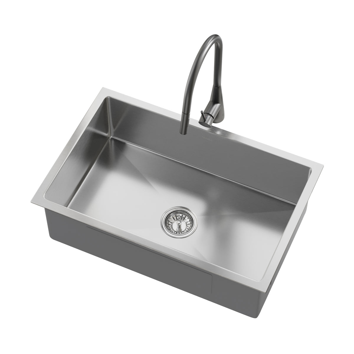 Welba Kitchen Sink 70X45CM With Pull Out Mixer Tap Stainless Steel Single Bowl - Sunyee