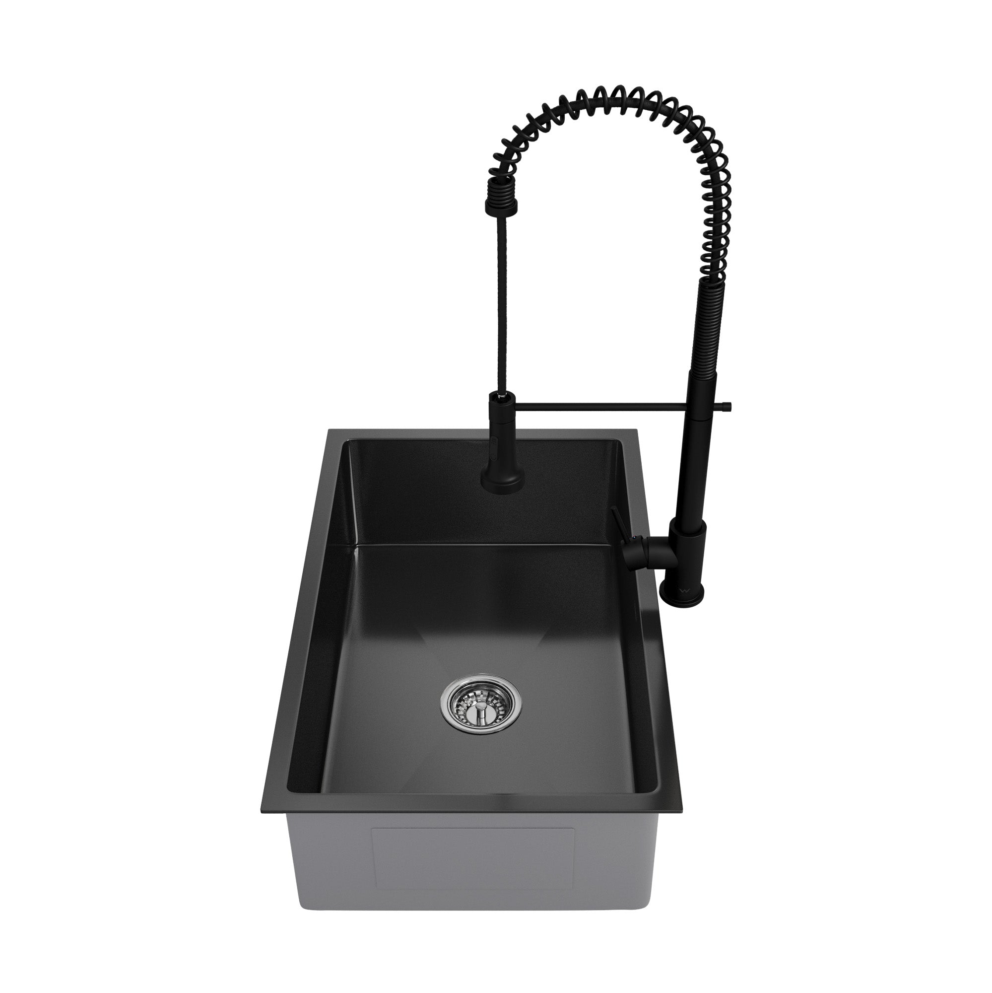 Welba Kitchen Sink 70X45CM With Pull Out Mixer Tap Stainless Steel Basin Black - Sunyee