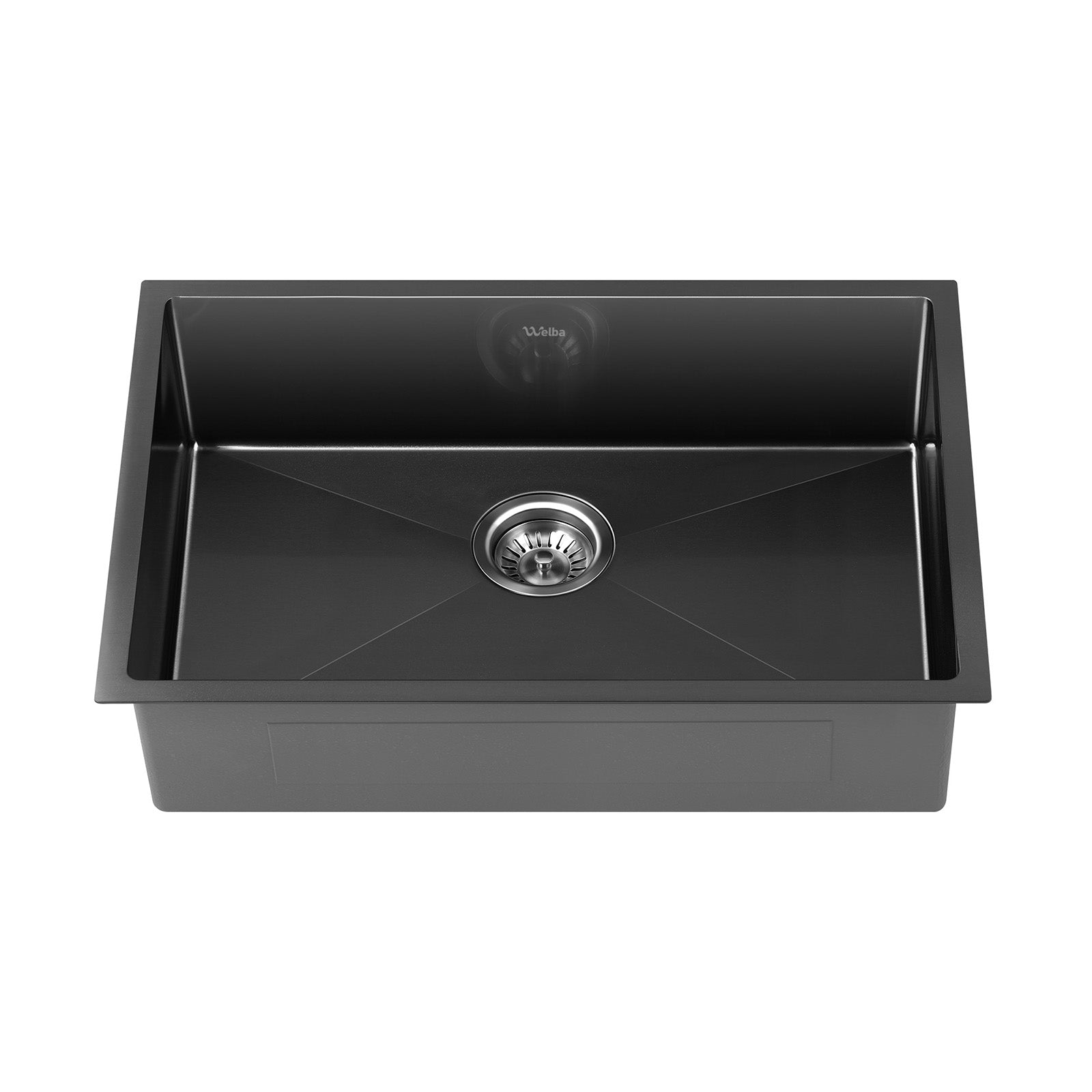 Welba Kitchen Sink 70X45CM Stainless Steel Single Bowl Basin With Waste Black - Sunyee