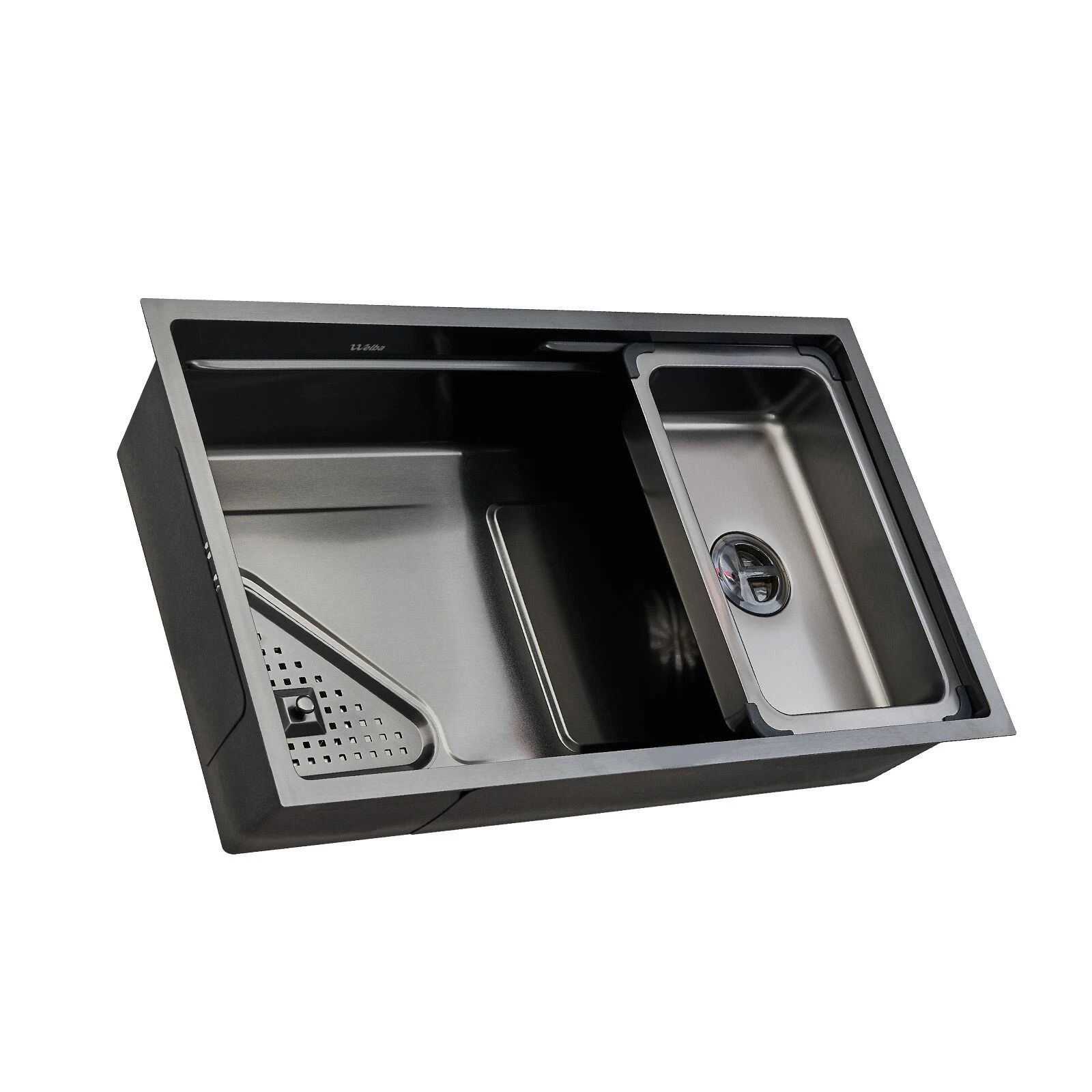 Welba Kitchen Sink 75X45CM Stainless Steel Single Bowl Basin With Waste Black - Sunyee