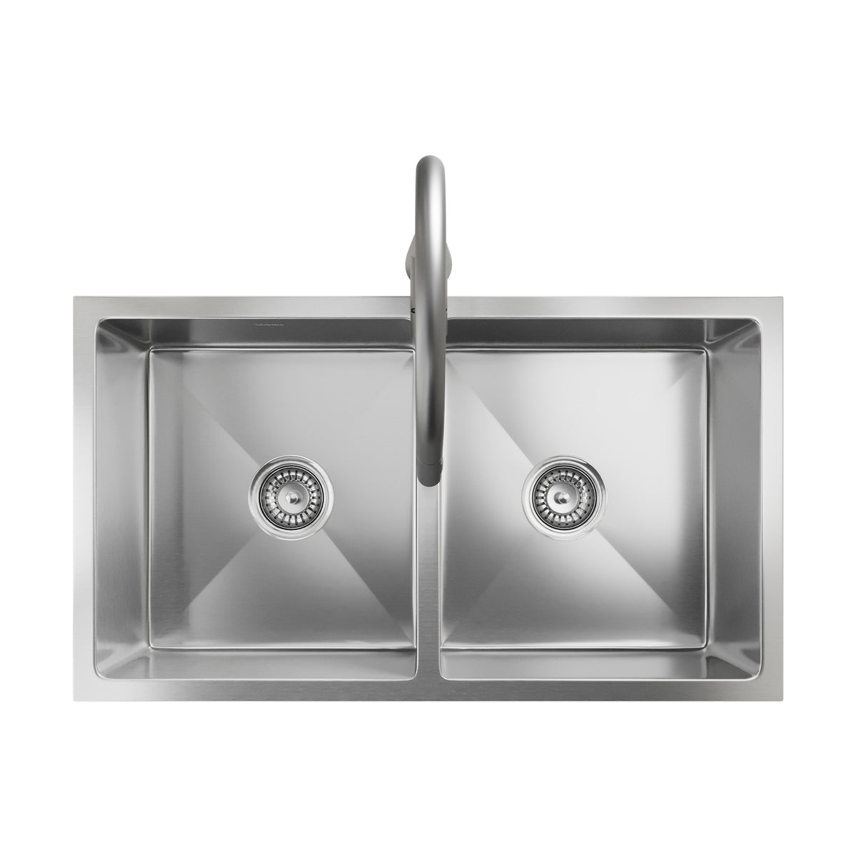 Welba Kitchen Sink 76X44CM With Pull Out Mixer Tap Stainless Steel Double Bowl - Sunyee