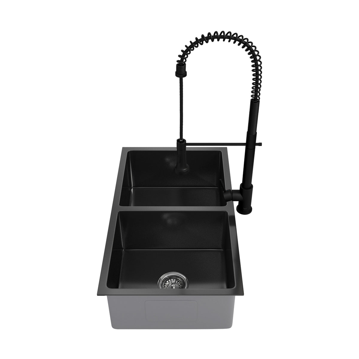 Welba Kitchen Sink 76X44CM With Pull Out Mixer Tap Stainless Steel Basin Black - Sunyee