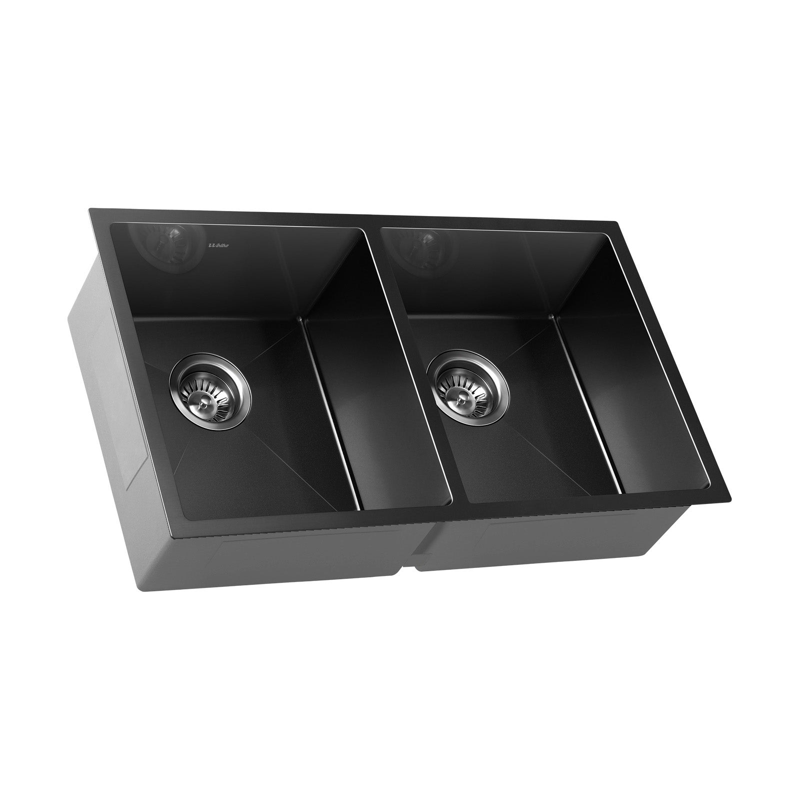 Welba Kitchen Sink Stainless Steel Basin Double Under/Top/Flush Mount Black - Sunyee