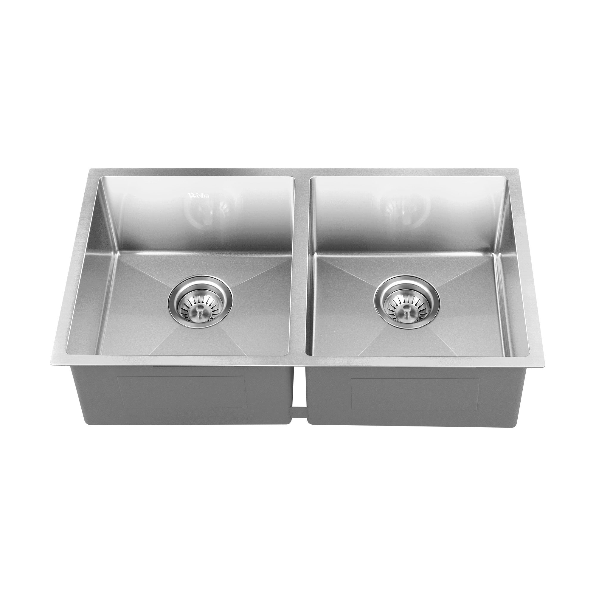 Welba Kitchen Sink Stainless Steel Basin Double Under/Top/Flush Mount 76X44CM - Sunyee