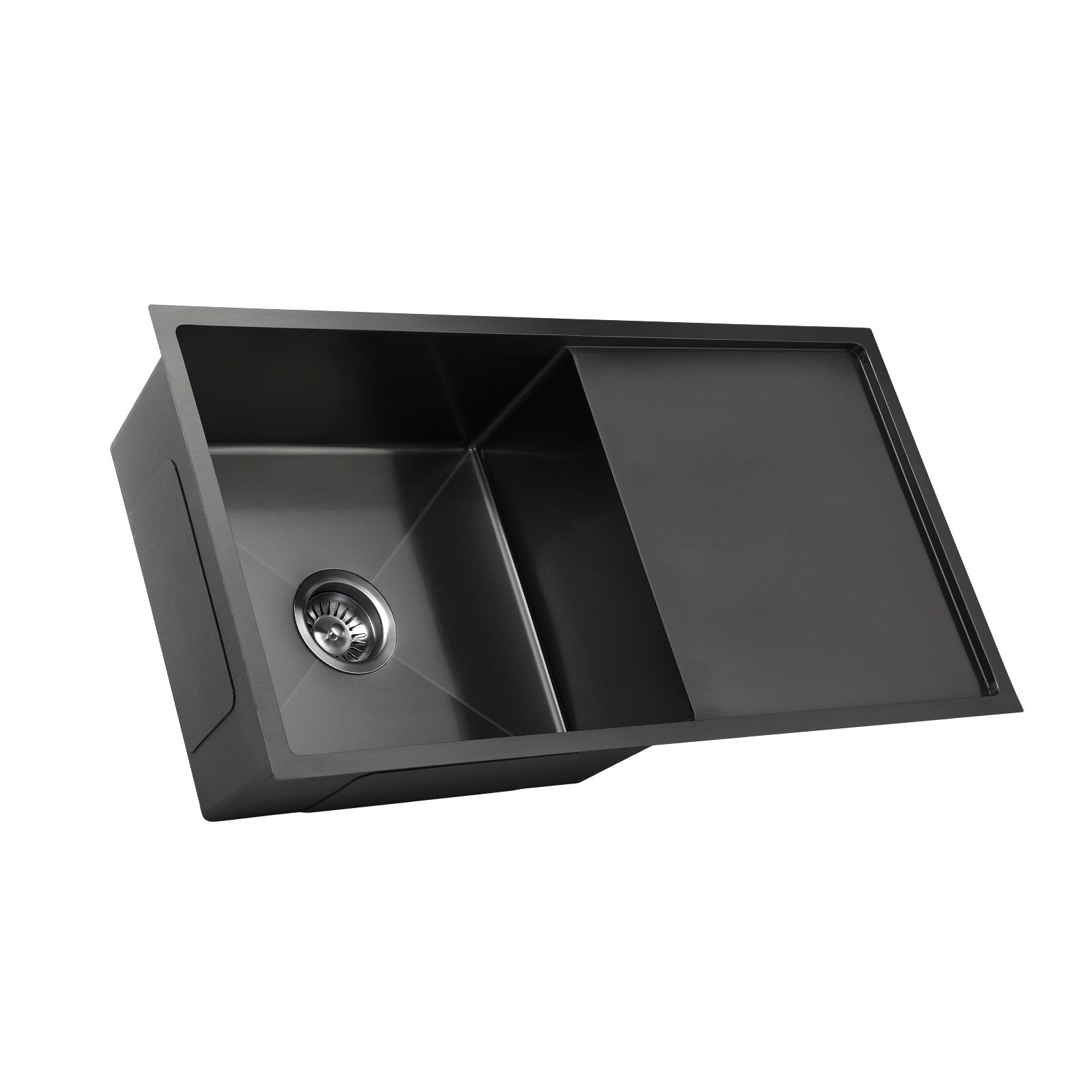 Welba Kitchen Sink 87X45CM Stainless Steel Single Bowl Basin With Waste Black - Sunyee