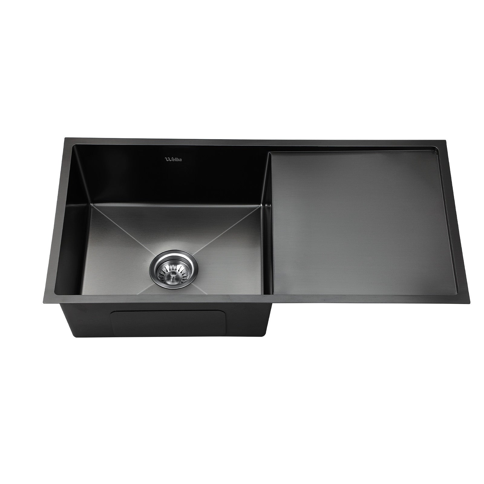 Welba Kitchen Sink 87X45CM Stainless Steel Single Bowl Basin With Waste Black - Sunyee
