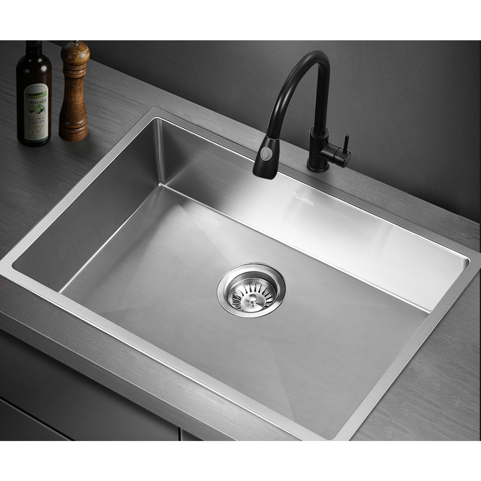 Welba Kitchen Sink Stainless Steel Single Double Bowl Basin With Waste Silver - Sunyee