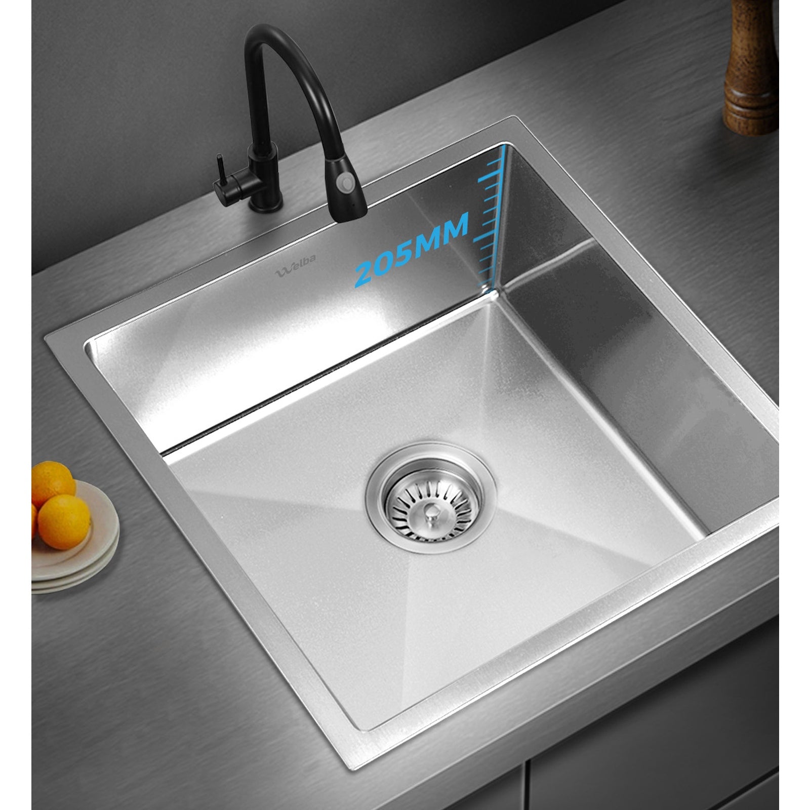 Welba Kitchen Sink Stainless Steel Single Double Bowl Basin With Waste Silver - Sunyee