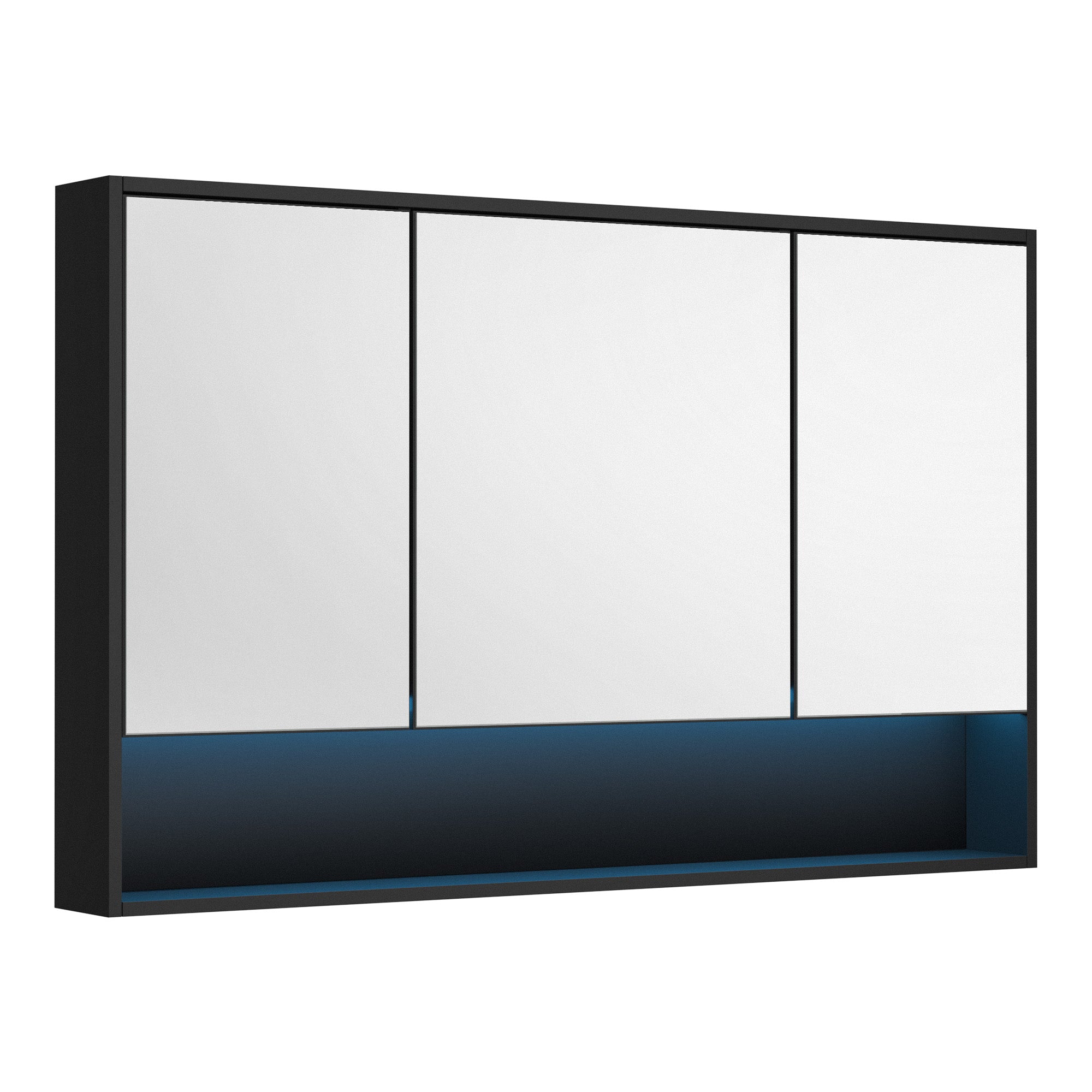 Welba Bathroom Mirror Cabinet LED Medicine Shaving Wall Storage 1200x750mm Black - Sunyee