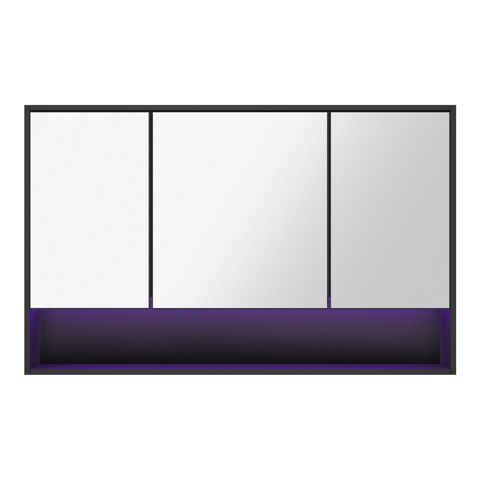 Welba Bathroom Mirror Cabinet LED Medicine Shaving Wall Storage 1200x750mm Black - Sunyee