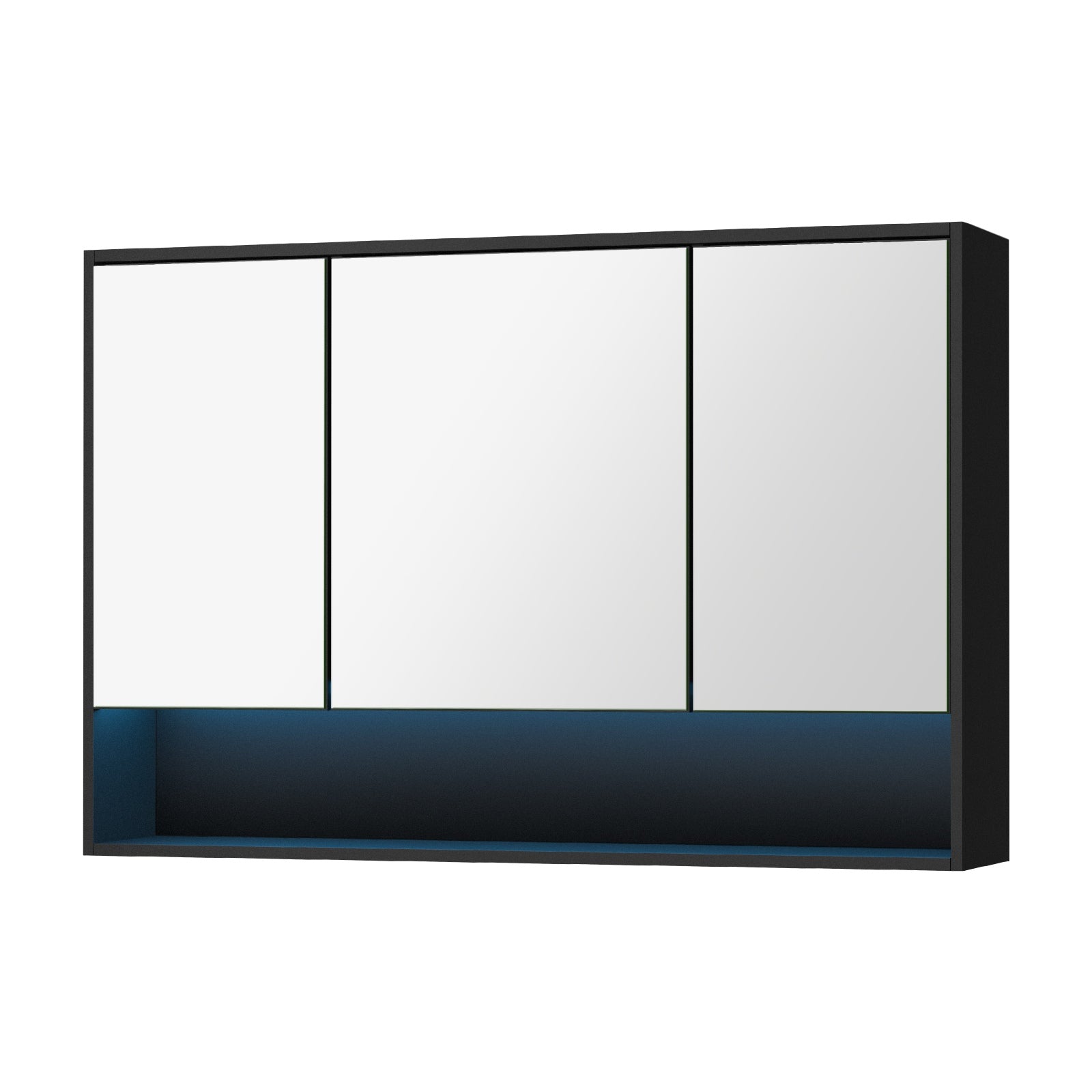 Welba Bathroom Mirror Cabinet LED Medicine Shaving Wall Storage 1200x750mm Black - Sunyee