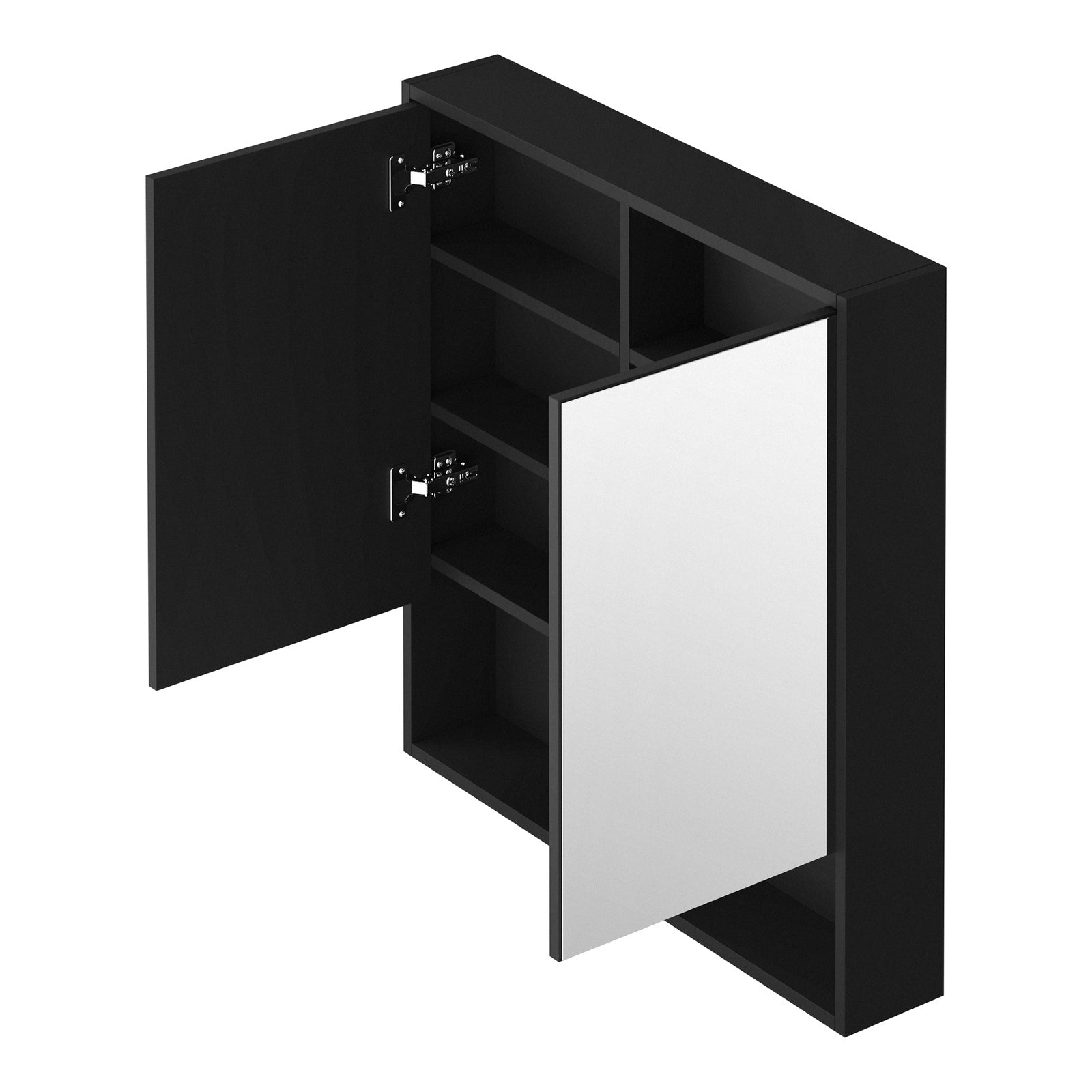 Welba Bathroom Mirror Cabinet LED Medicine Shaving Wall Storage 750x750mm Black - Sunyee