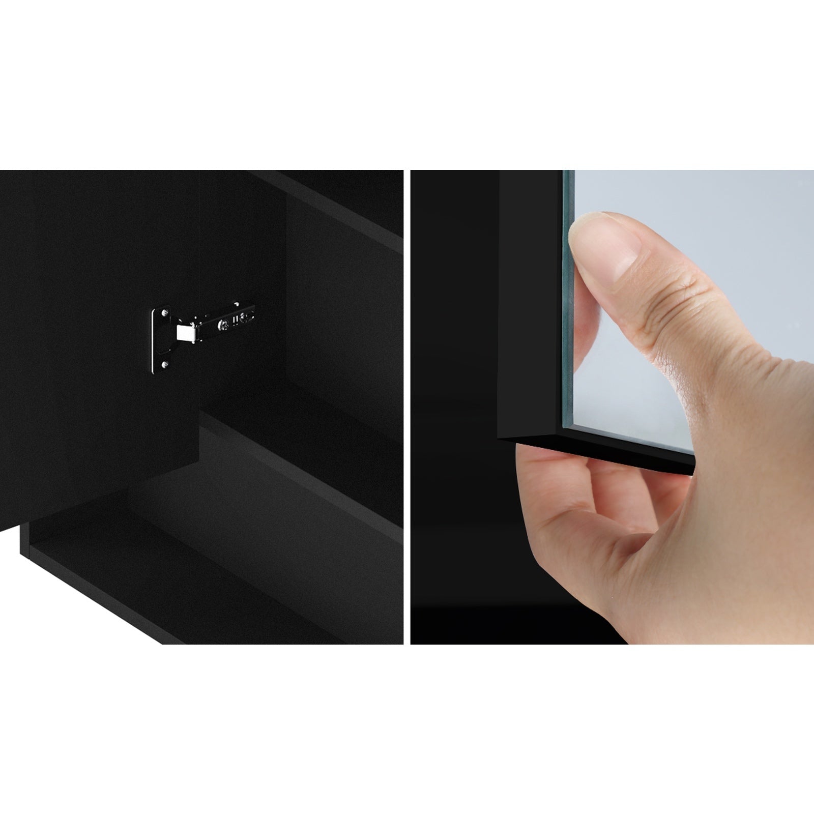 Welba Bathroom Mirror Cabinet LED Medicine Shaving Wall Storage 900x750mm Black - Sunyee