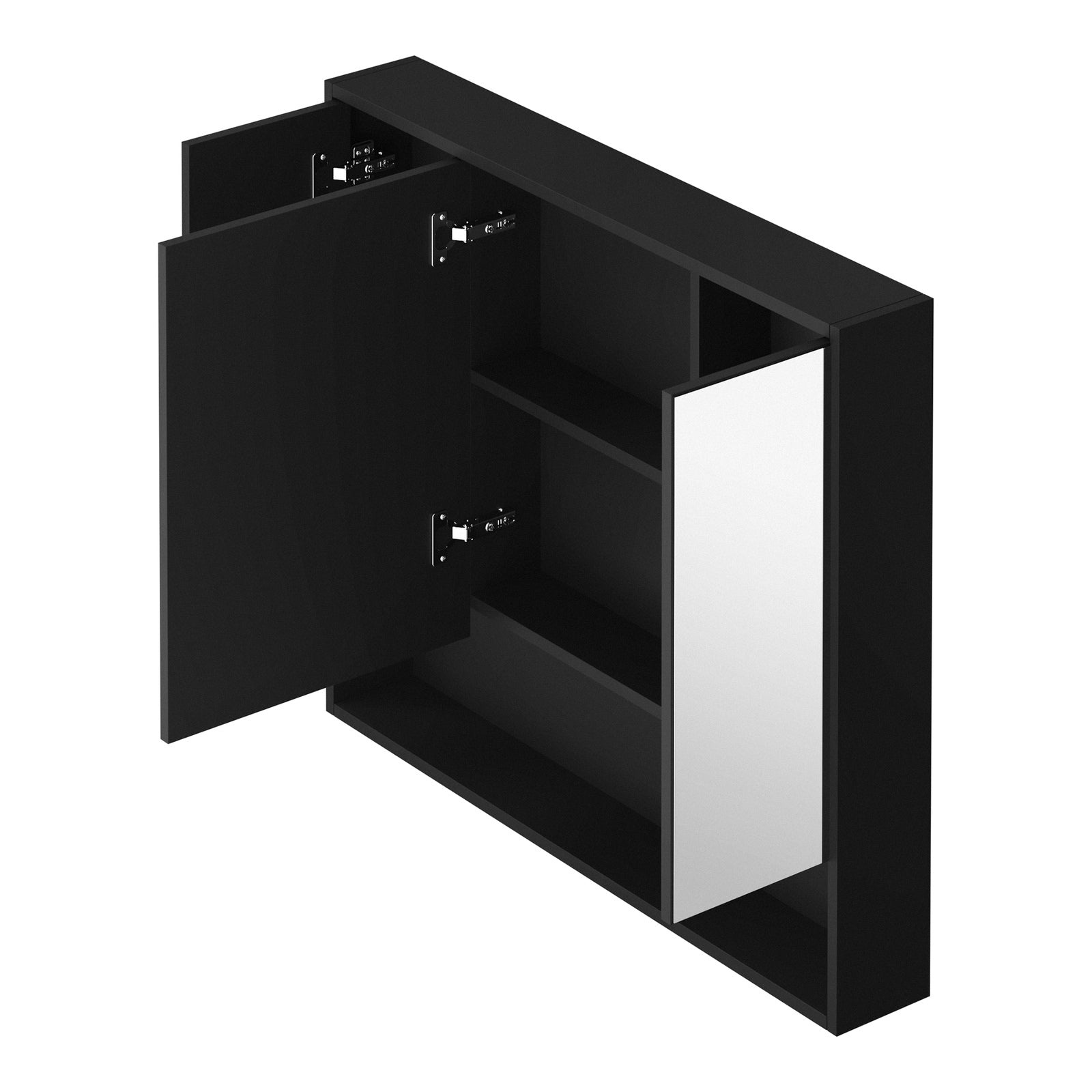 Welba Bathroom Mirror Cabinet LED Medicine Shaving Wall Storage 900x750mm Black - Sunyee