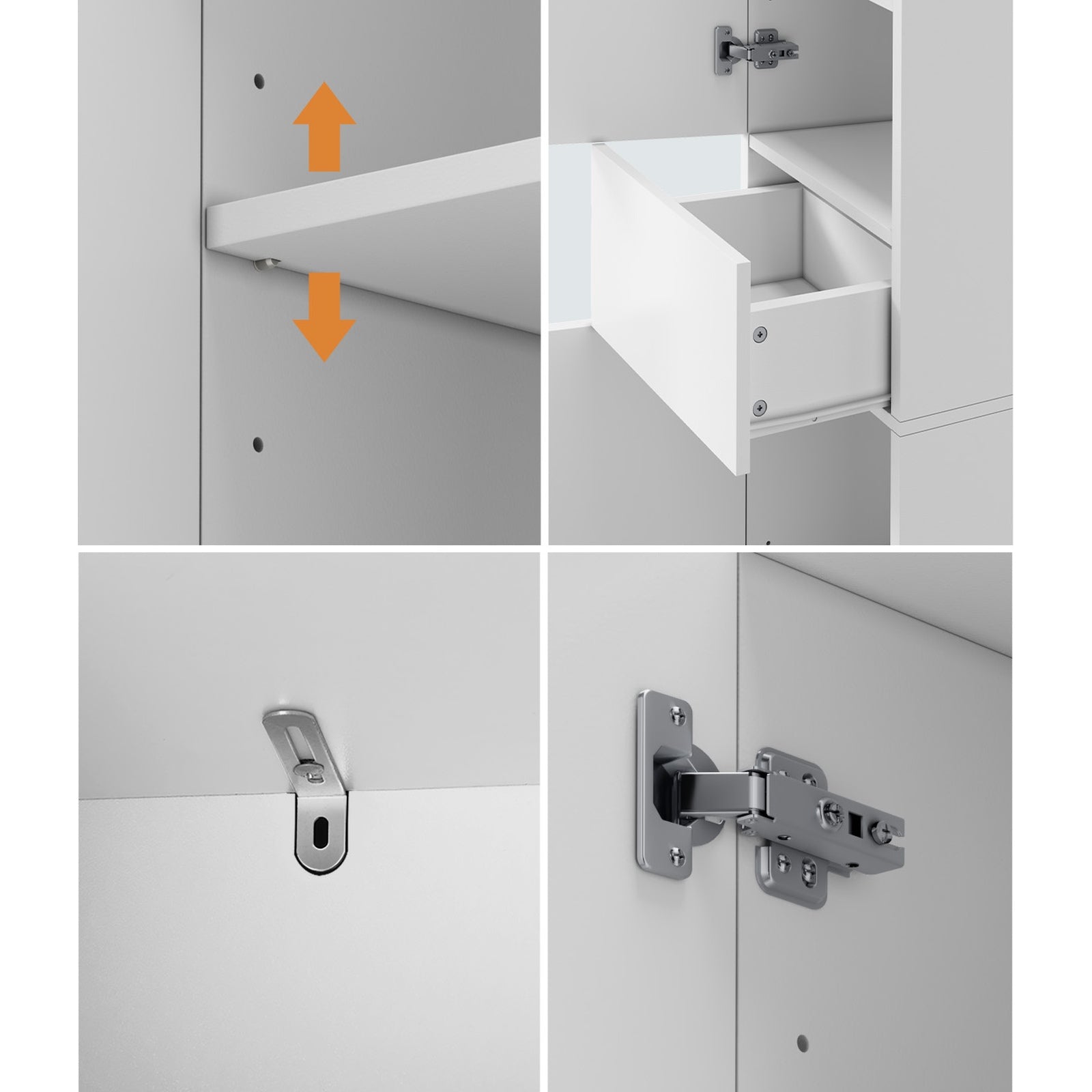 Oikiture Tall Bathroom Cabinet Storage Laundry Slim Toilet Floor Cupboard White - Sunyee