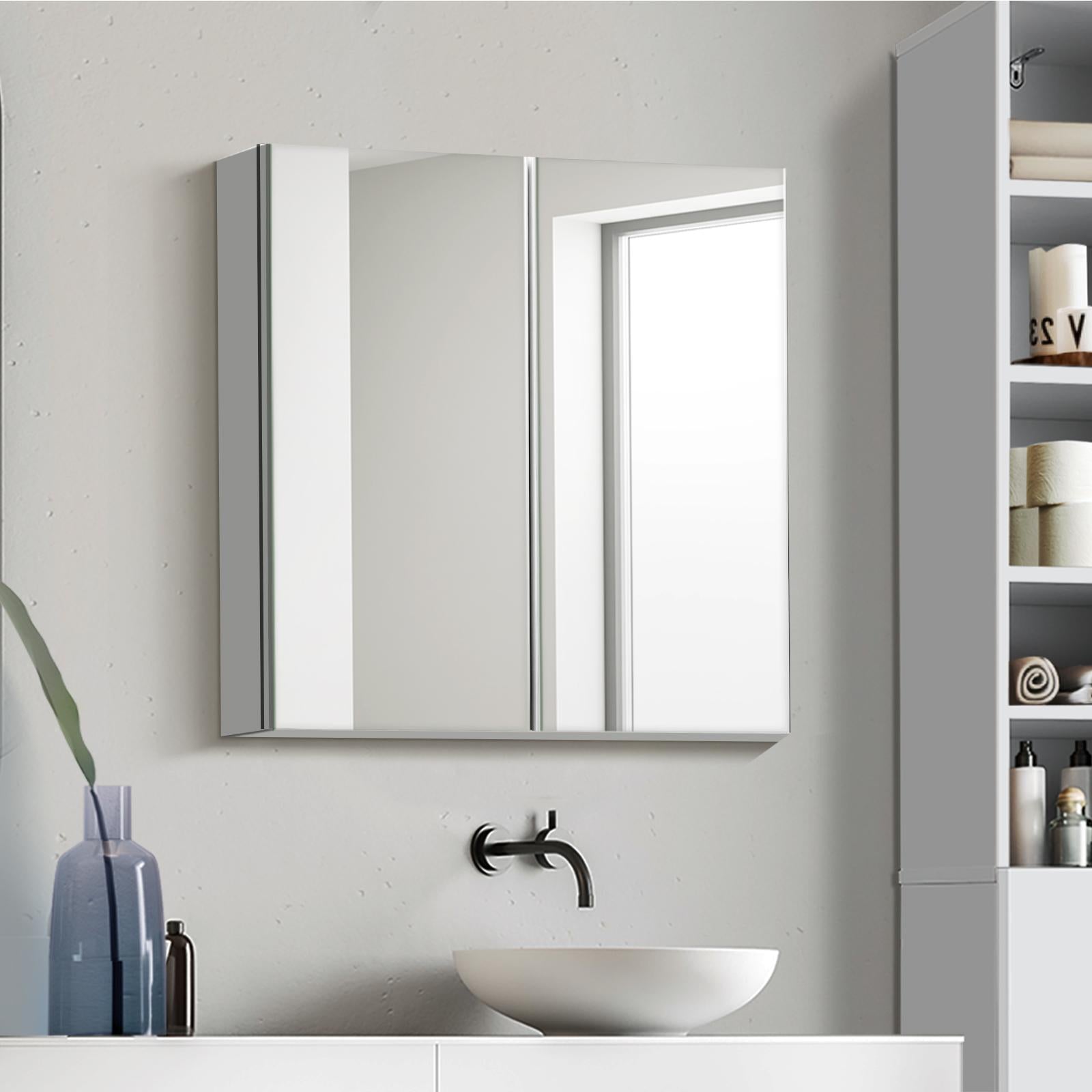 Welba Bathroom Mirror Cabinet Vanity Medicine Shaving Wall Storage 600mmx720mm - Sunyee