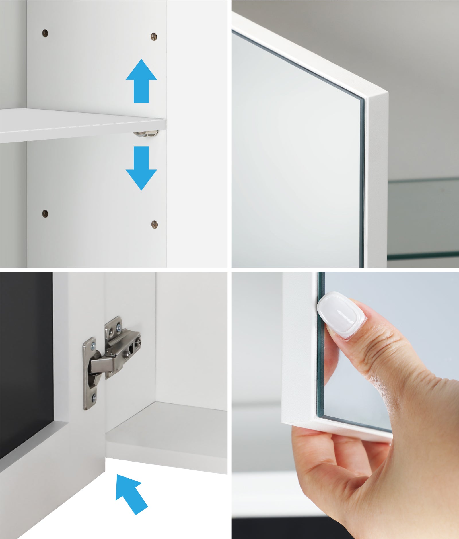 Welba Bathroom Mirror Cabinet Vanity Medicine Wall Storage White 900mm x 720mm - Sunyee