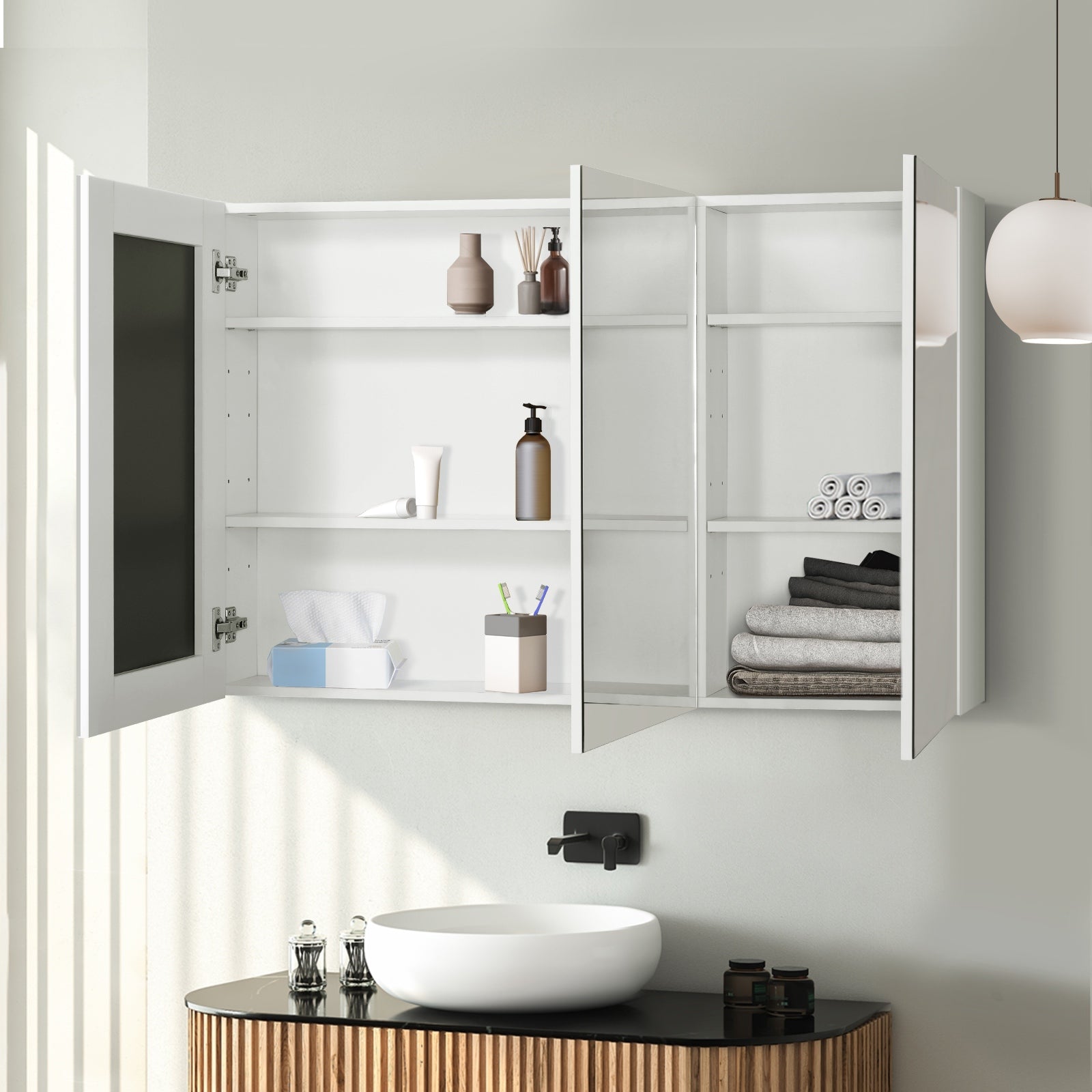 Welba Bathroom Mirror Cabinet Vanity Medicine Wall Storage 600/750/900/1200mm - Sunyee
