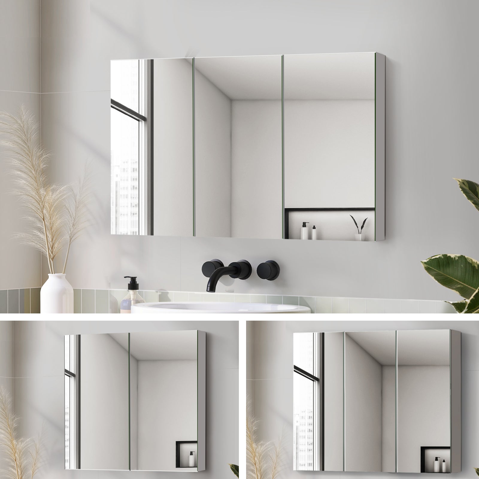 Welba Bathroom Mirror Cabinet Vanity Medicine Wall Storage 600/750/900/1200mm - Sunyee
