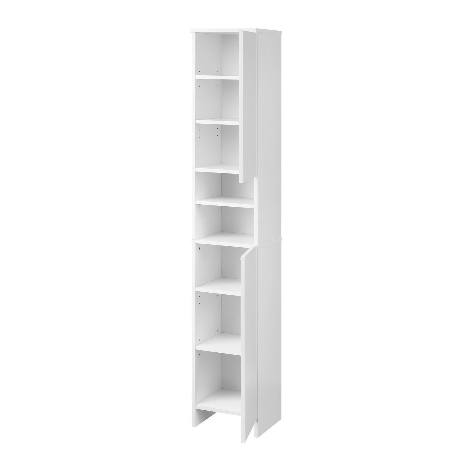 Oikiture Bathroom Cabinet Storage Laundry Tall Slim Toilet Floor Cupboard White - Sunyee