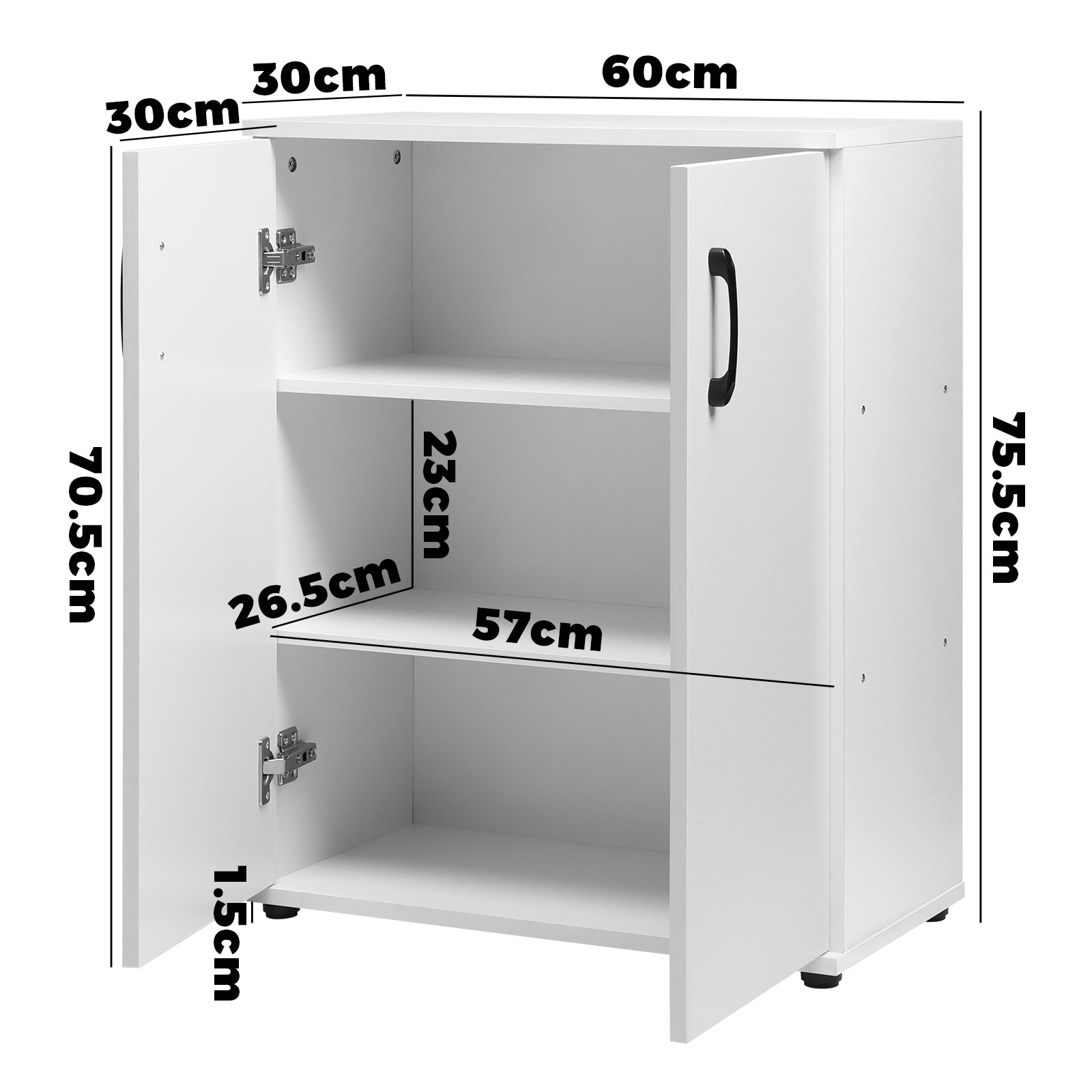 Oikiture Storage Cabinet Bathroom Cabinet Freestanding Cupboard Organiser White - Sunyee