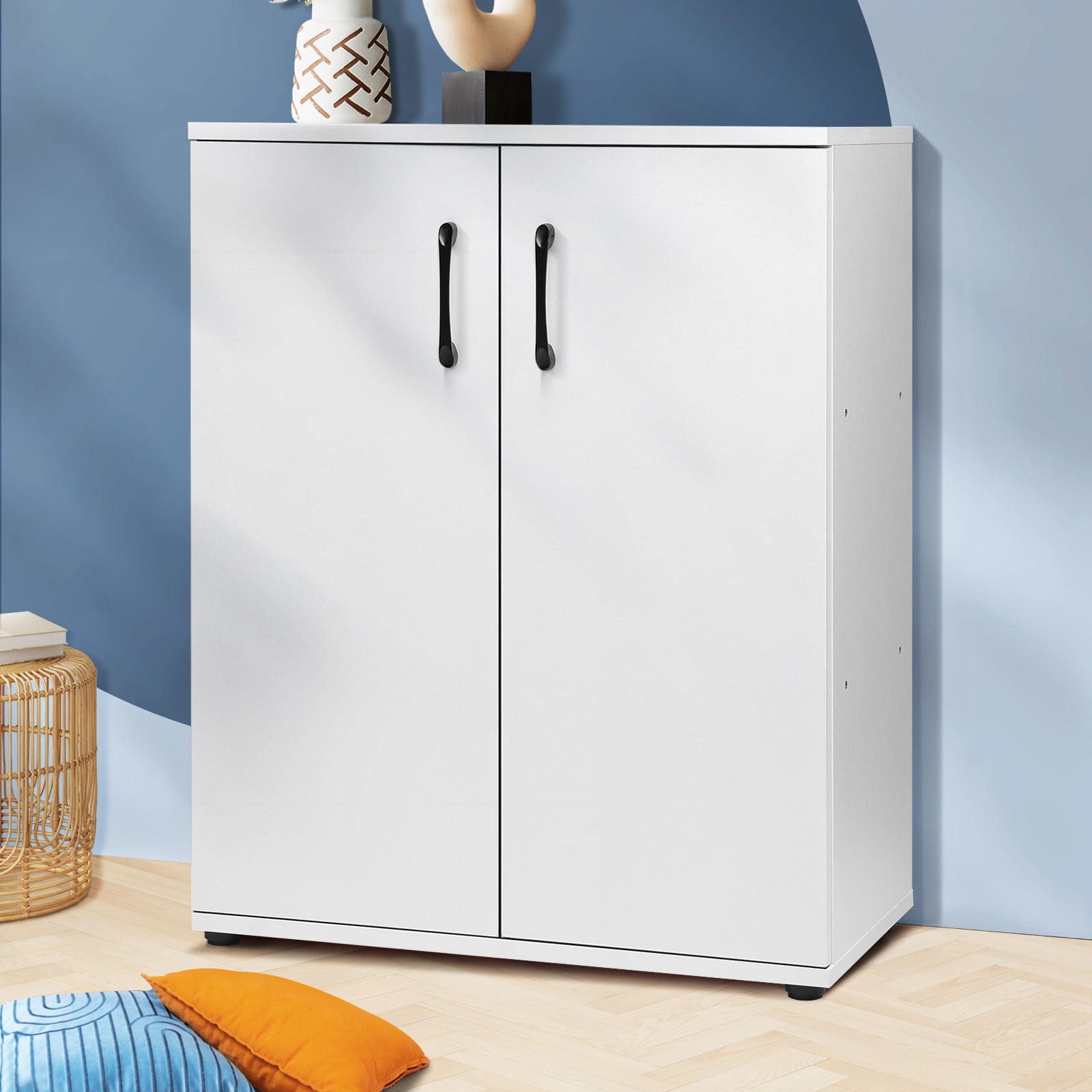 Oikiture Storage Cabinet Bathroom Cabinet Freestanding Cupboard Organiser White - Sunyee