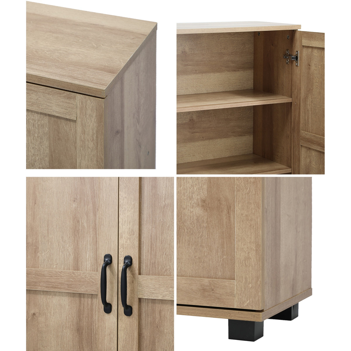 Oikiture Storage Cabinet Bathroom Buffet Sideboard 2 Door Cupboard Natural - Sunyee