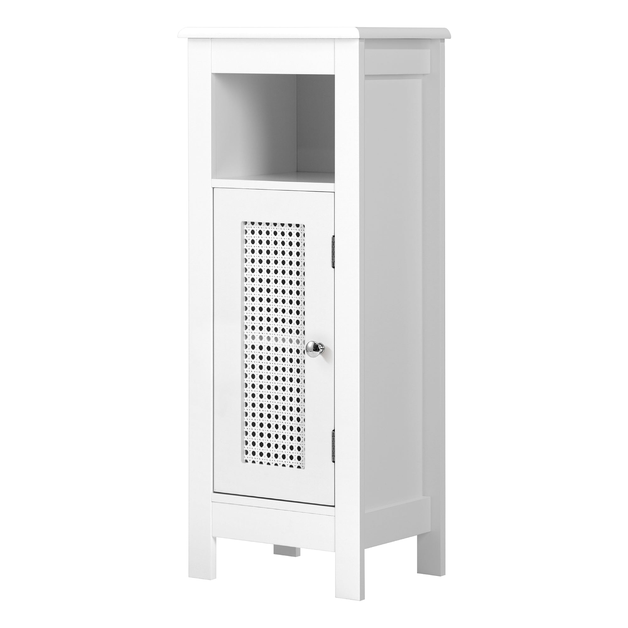 Oikiture Bathroom Cabinet Floor Cupboard Slim Laundry Storage Rattan Door White - Sunyee