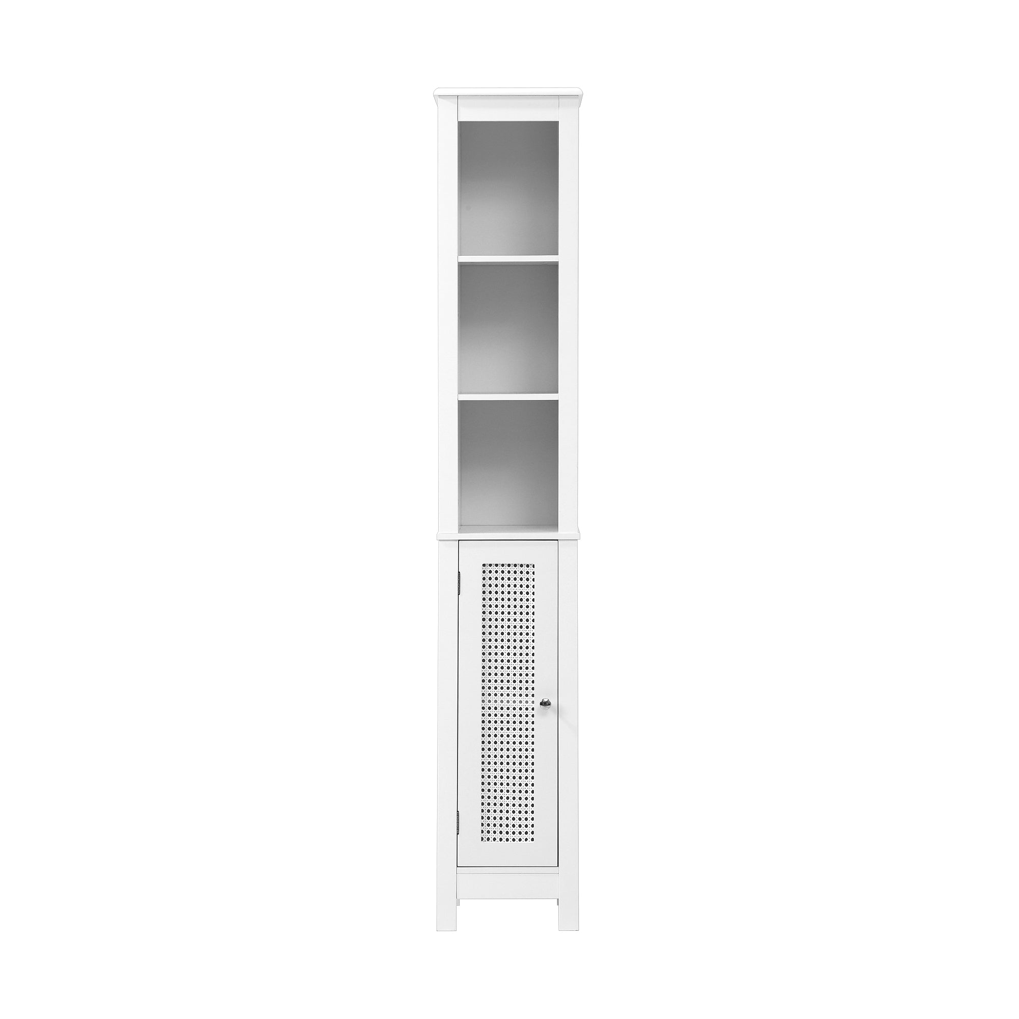 Oikiture Bathroom Cabinet Storage Laundry Tall Slim Cupboard Rattan Door White - Sunyee