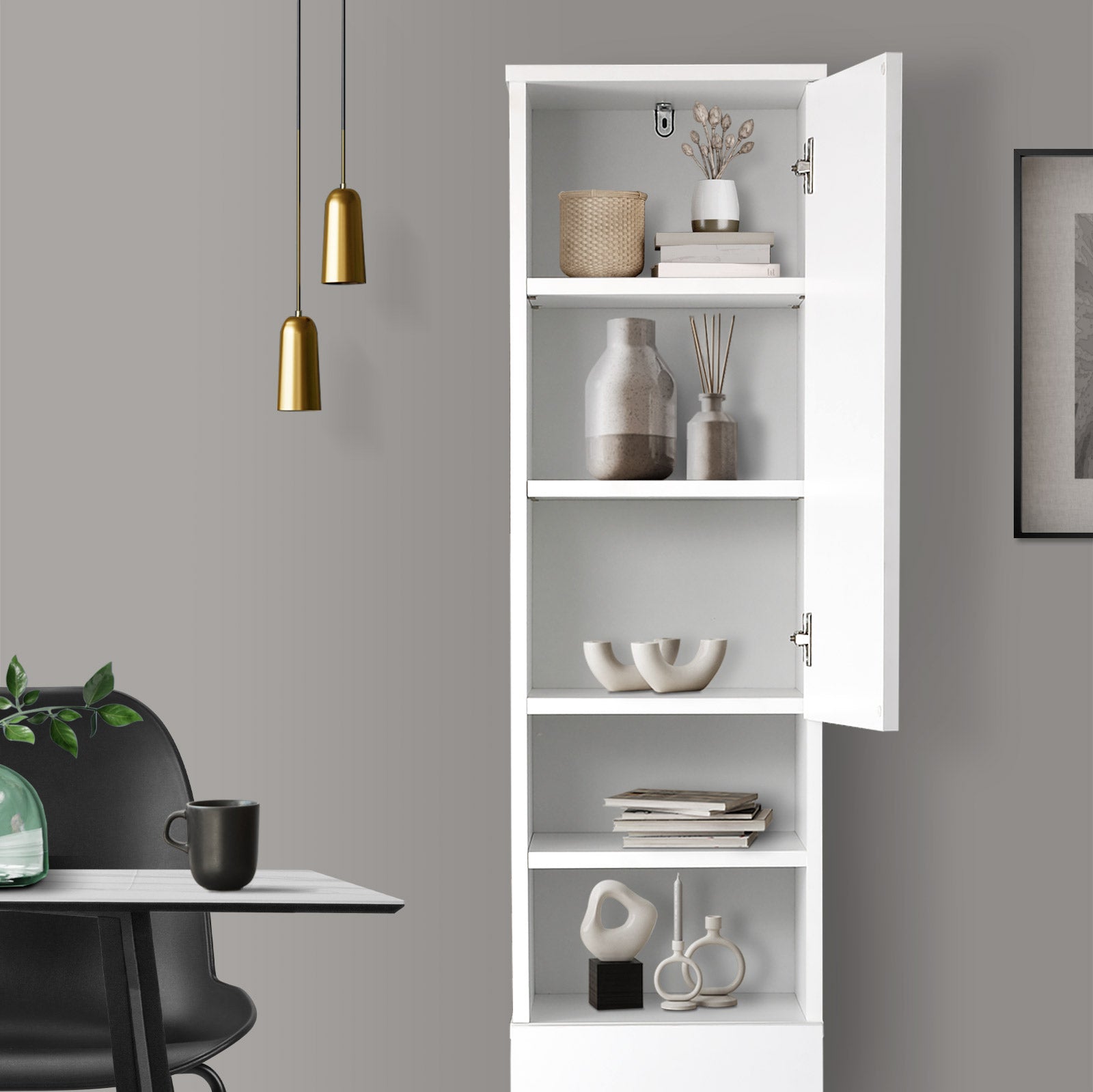 Oikiture Bathroom Cabinet Storage Laundry Tall Slim Toilet Floor Cupboard - Sunyee