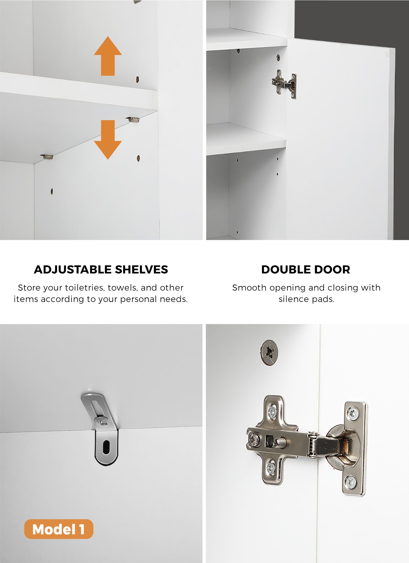 Oikiture Bathroom Cabinet Storage Laundry Tall Slim Toilet Floor Cupboard - Sunyee