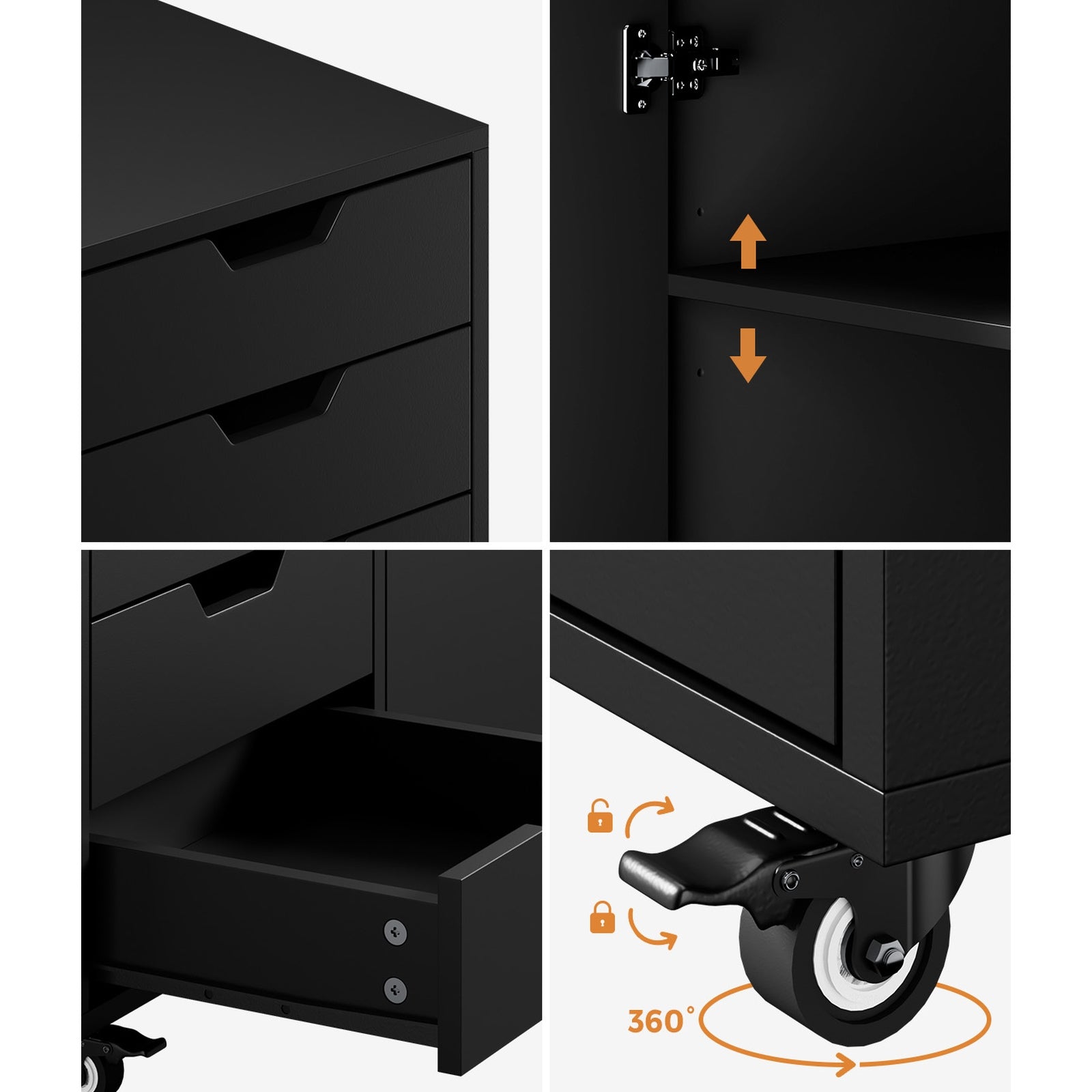 Oikiture Filing Cabinet 1 Door 5 Drawer Mobile Office Storage Cabinet - Sunyee
