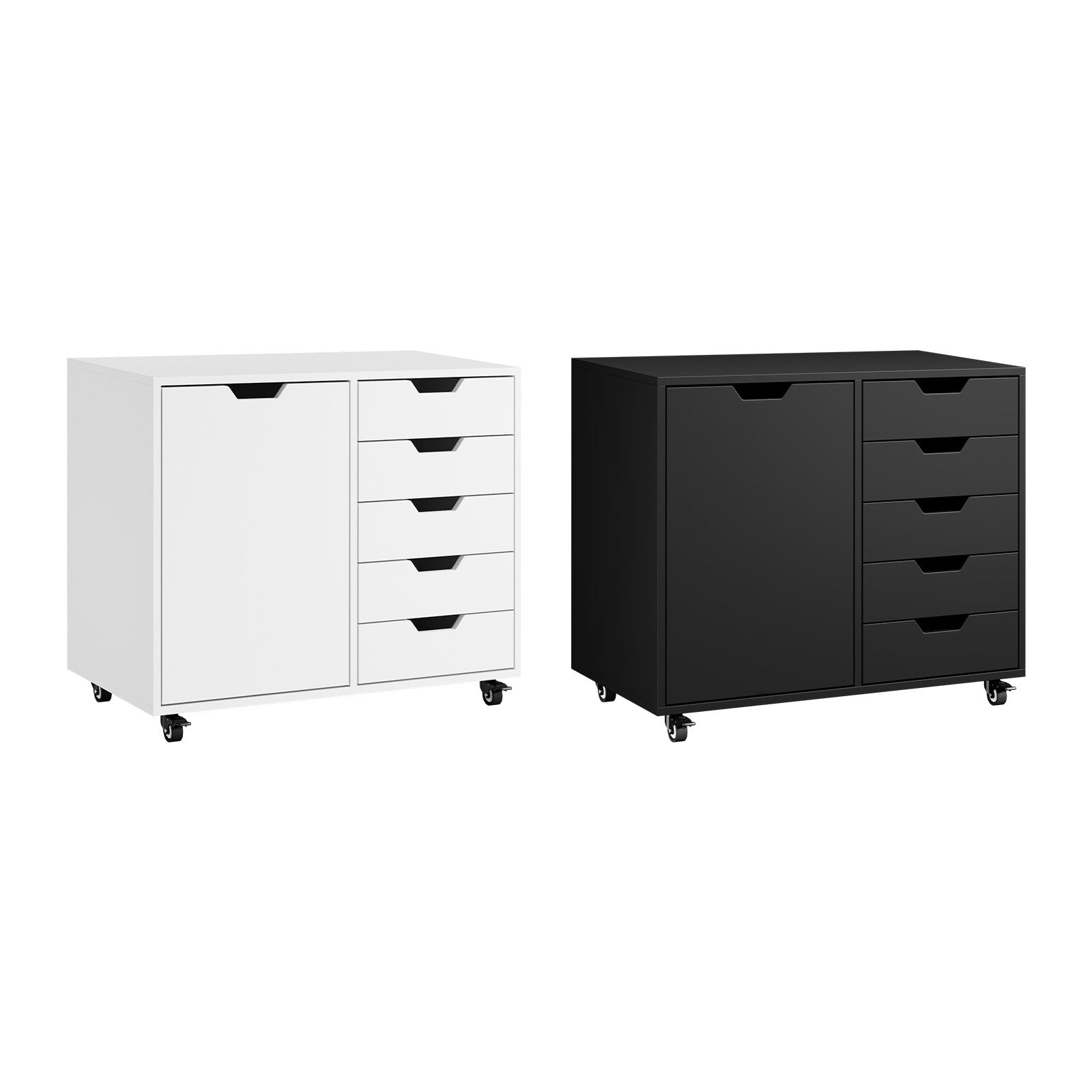 Oikiture Filing Cabinet 1 Door 5 Drawer Mobile Office Storage Cabinet - Sunyee