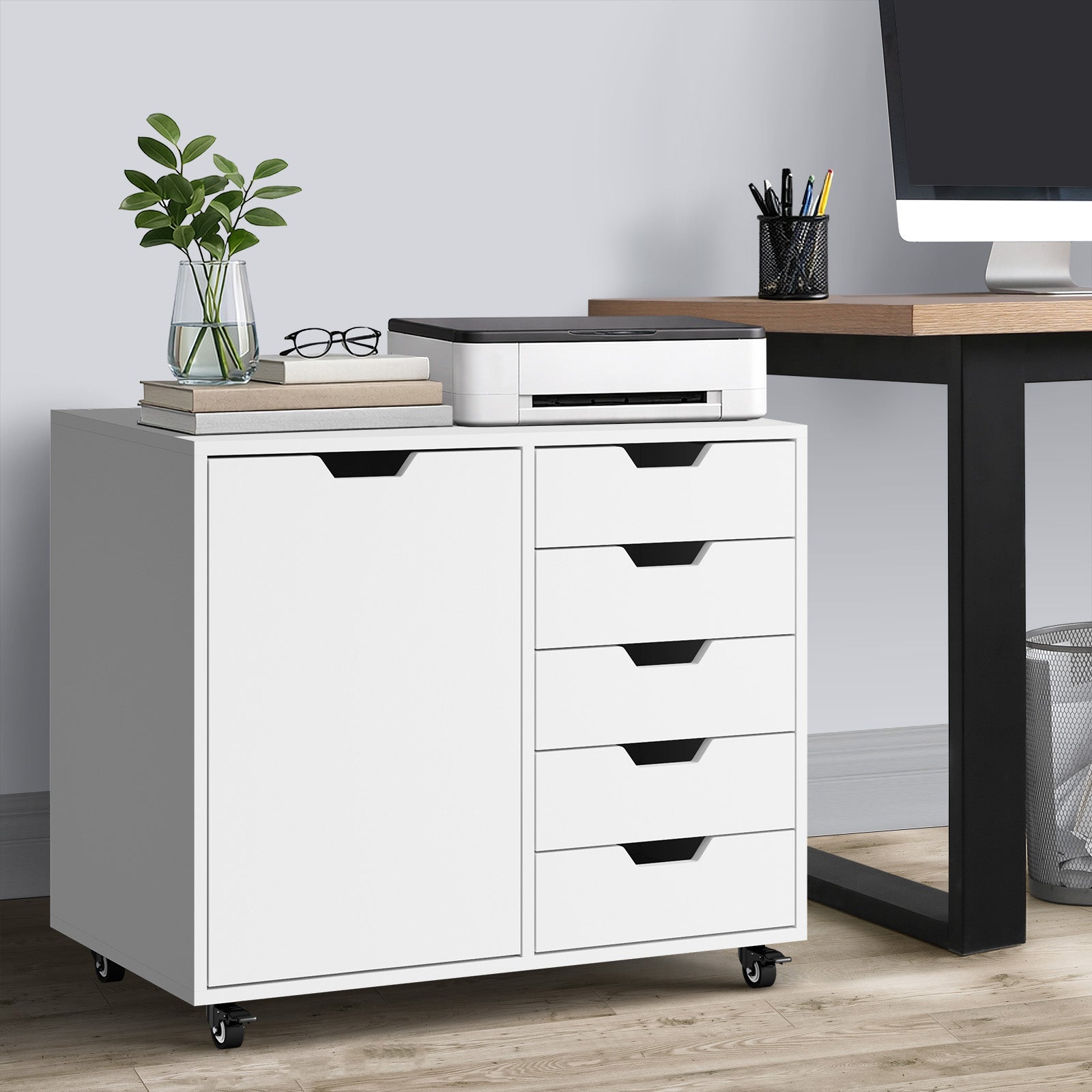 Oikiture Filing Cabinet Mobile Office Storage Cabinet