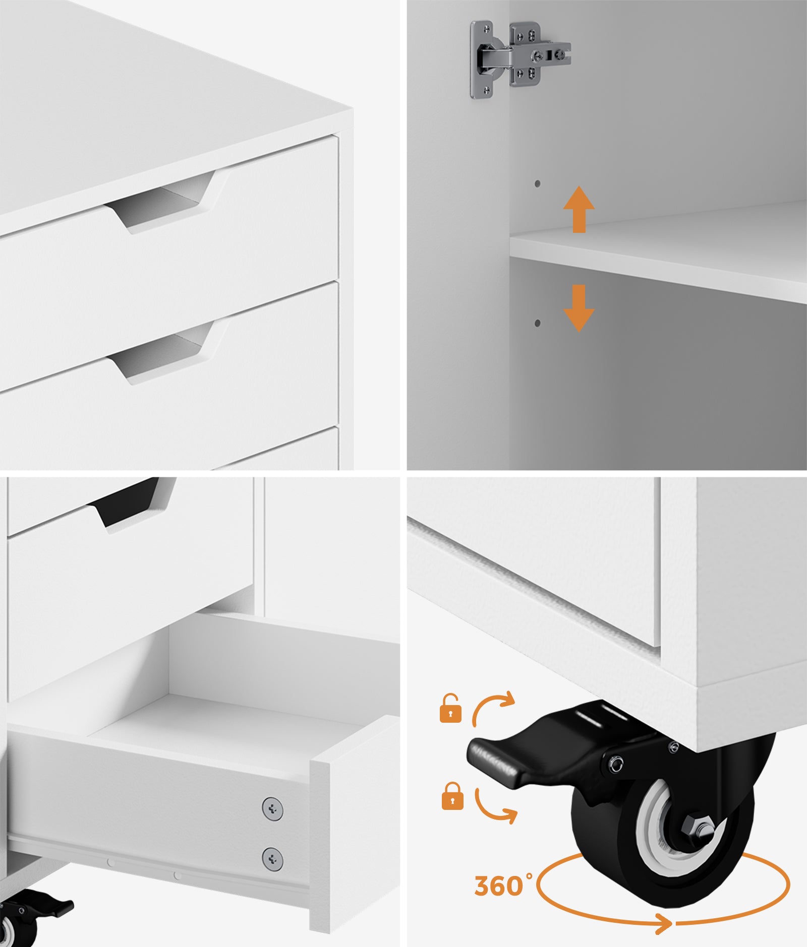 Oikiture Filing Cabinet 1 Door 5 Drawer Mobile Office Storage Cabinet White - Sunyee